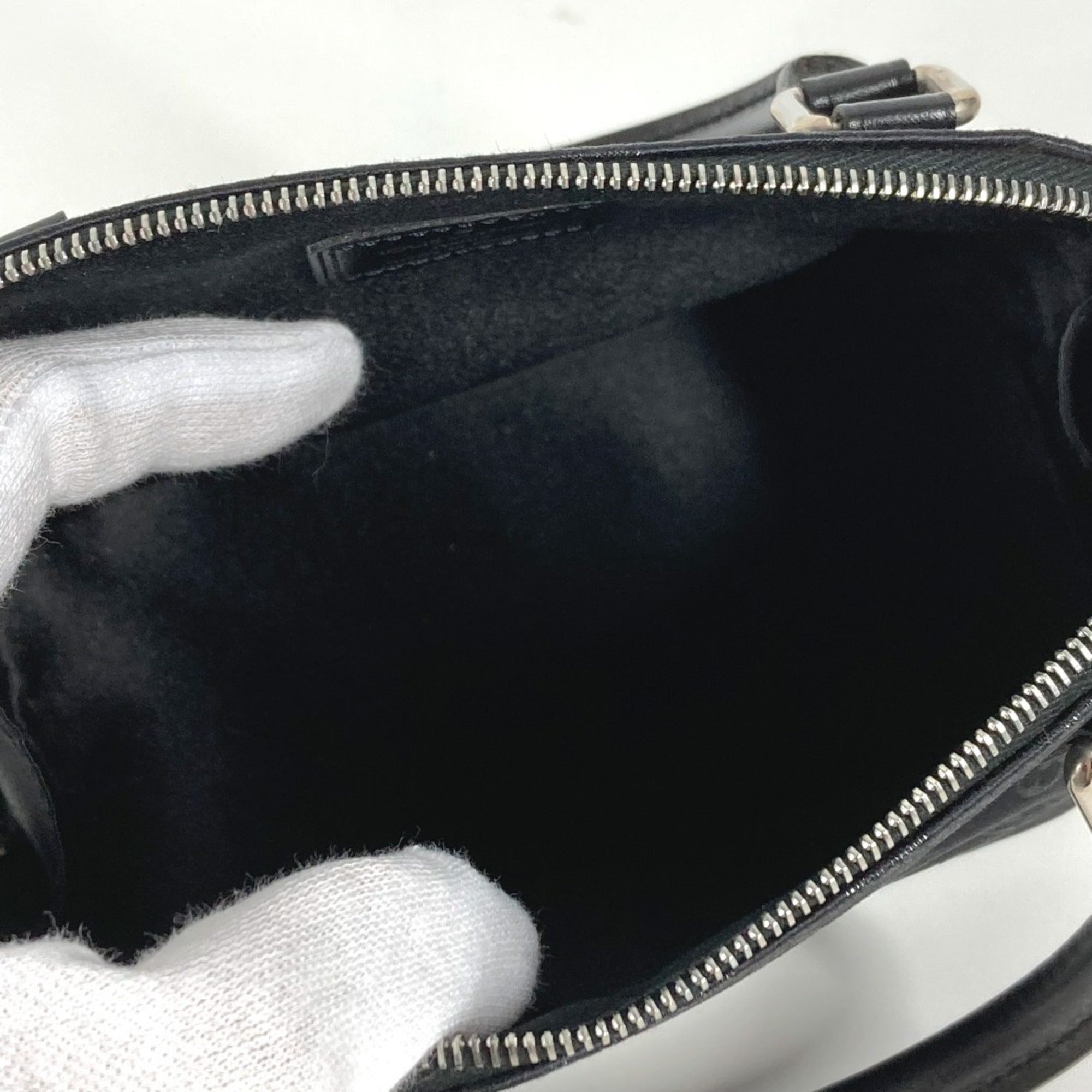 Louis Vuitton Black Noir Satin Leather Handbag (Pre-Owned)