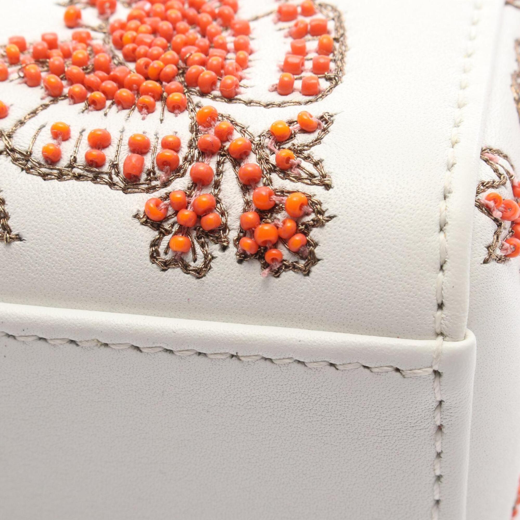 Christian Dior Orange White Leather Handbag (Pre-Owned)