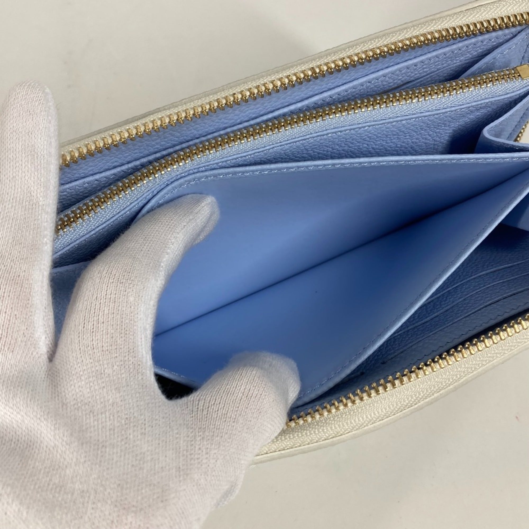 Louis Vuitton Monogram Empreinte Blue White Monogram Empreinte Long Bill Wallet (Bi-Fold) (Pre-Owned)