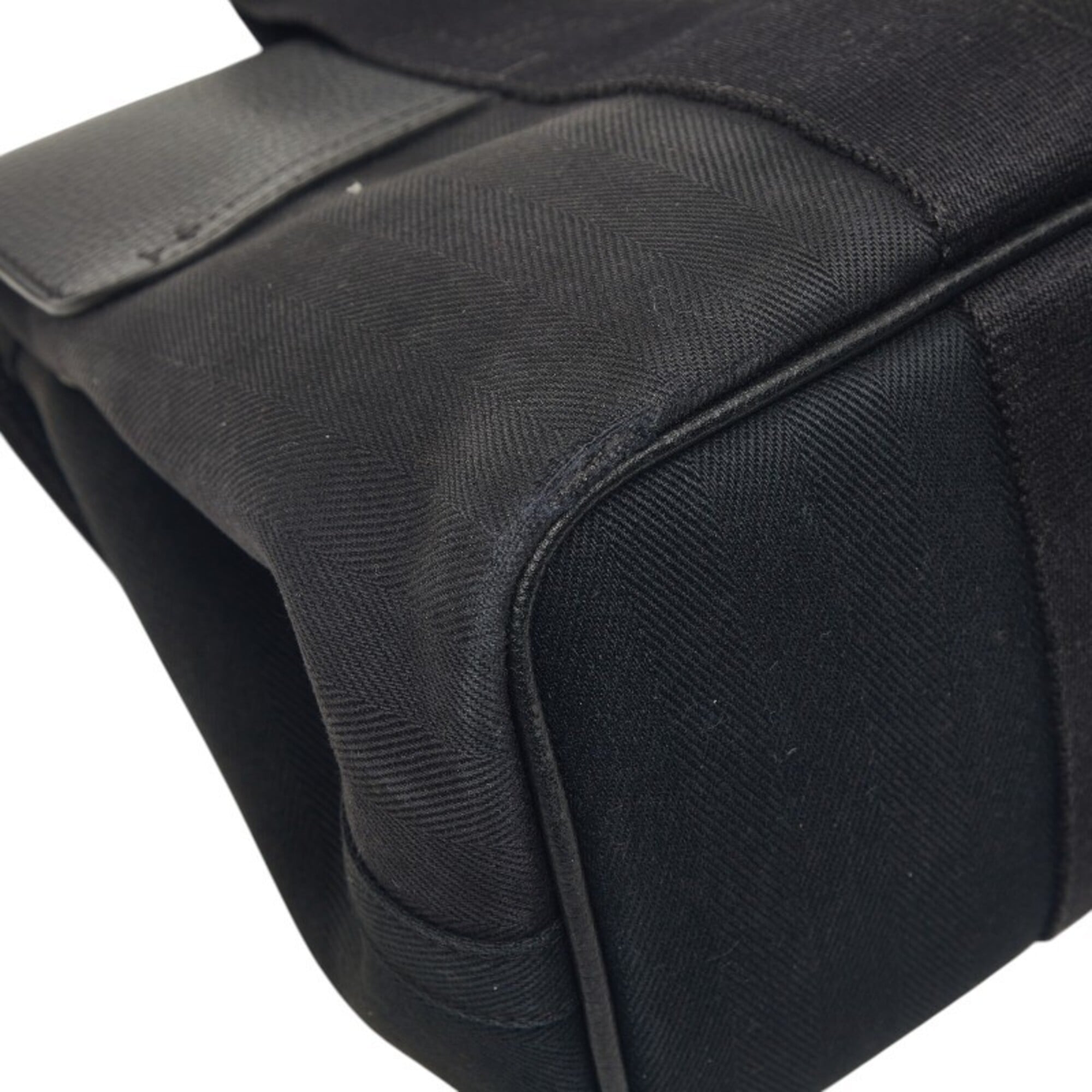 Hermes Black Toile Chevron Canvas Leather Handbag (Pre-Owned)