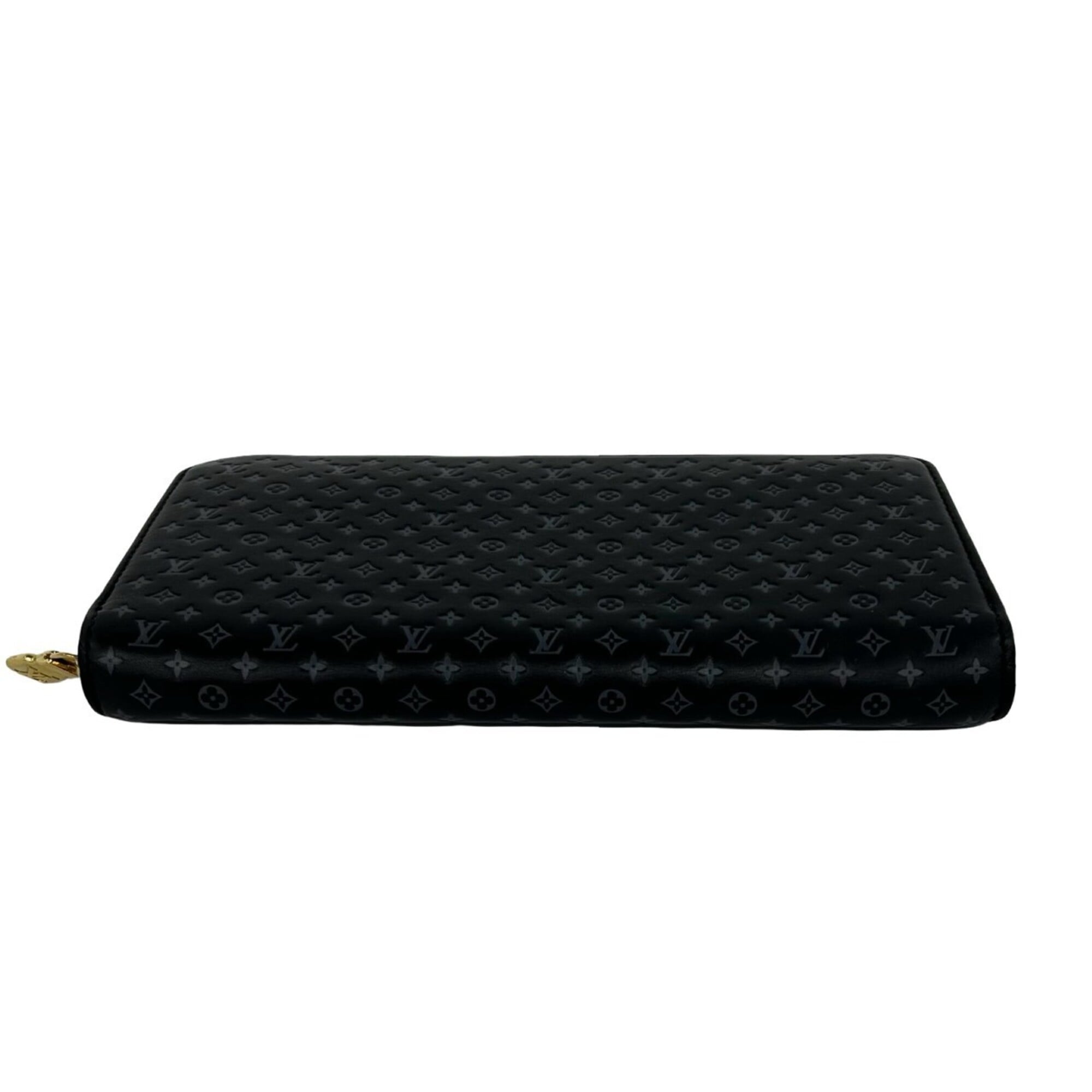 Louis Vuitton Black Leather Long Wallet (Bi-Fold) (Pre-Owned)