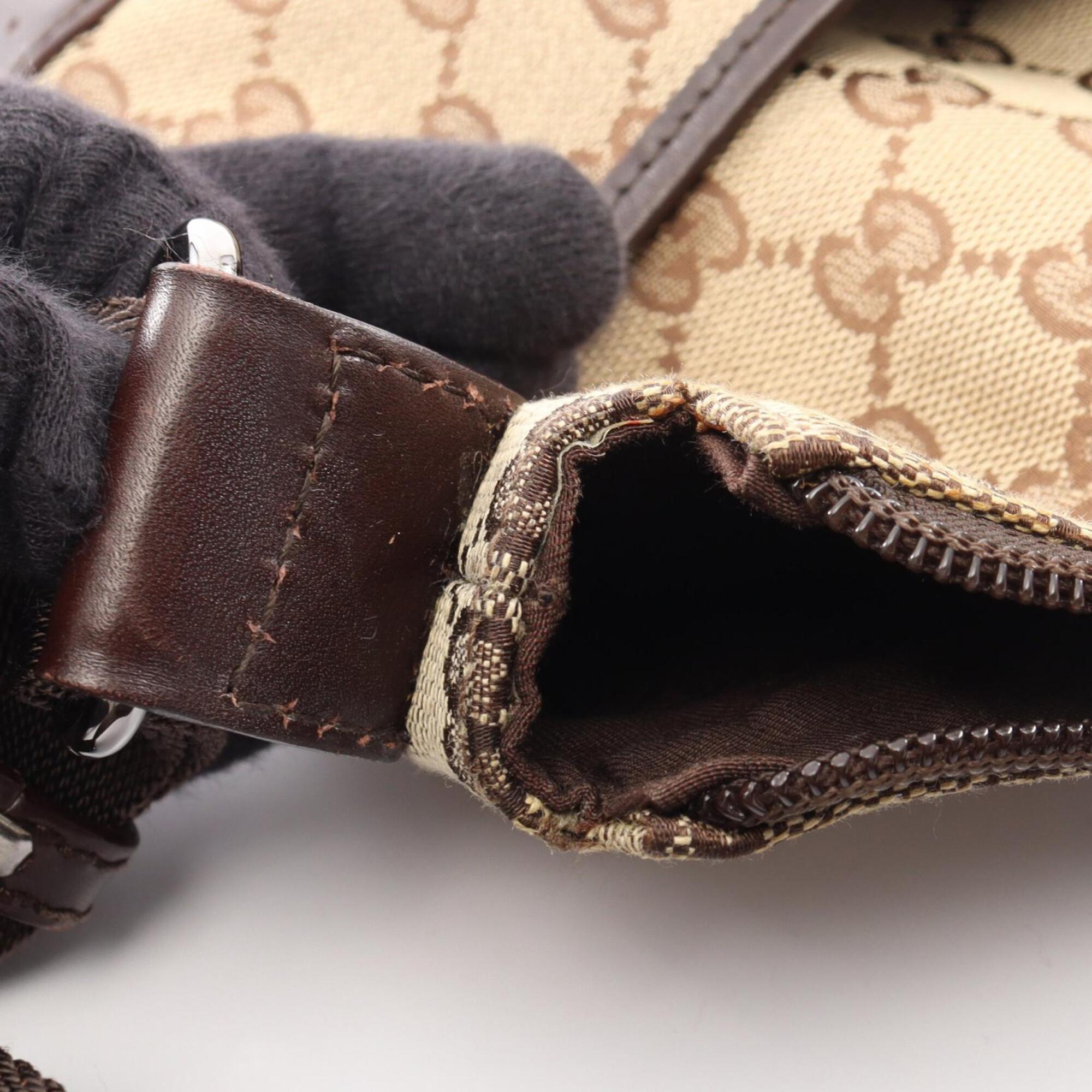 Gucci Beige Brown Canvas Leather Handbag Shoulder Bag (Pre-Owned)