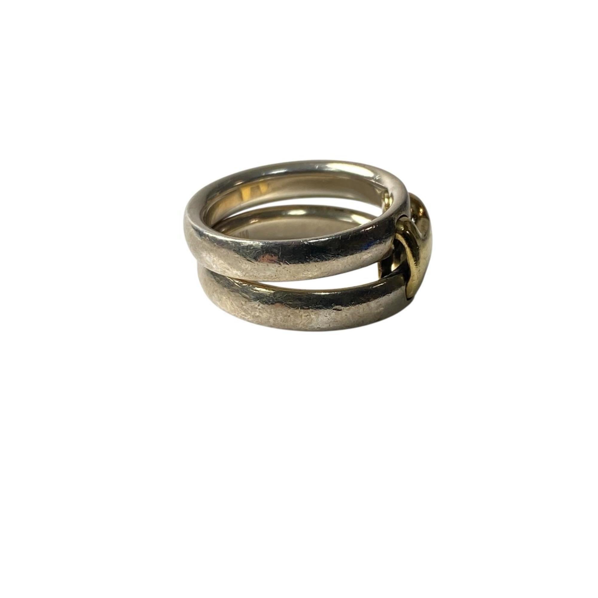 Hermes Gold Silver 925 Band Ring (Pre-Owned)