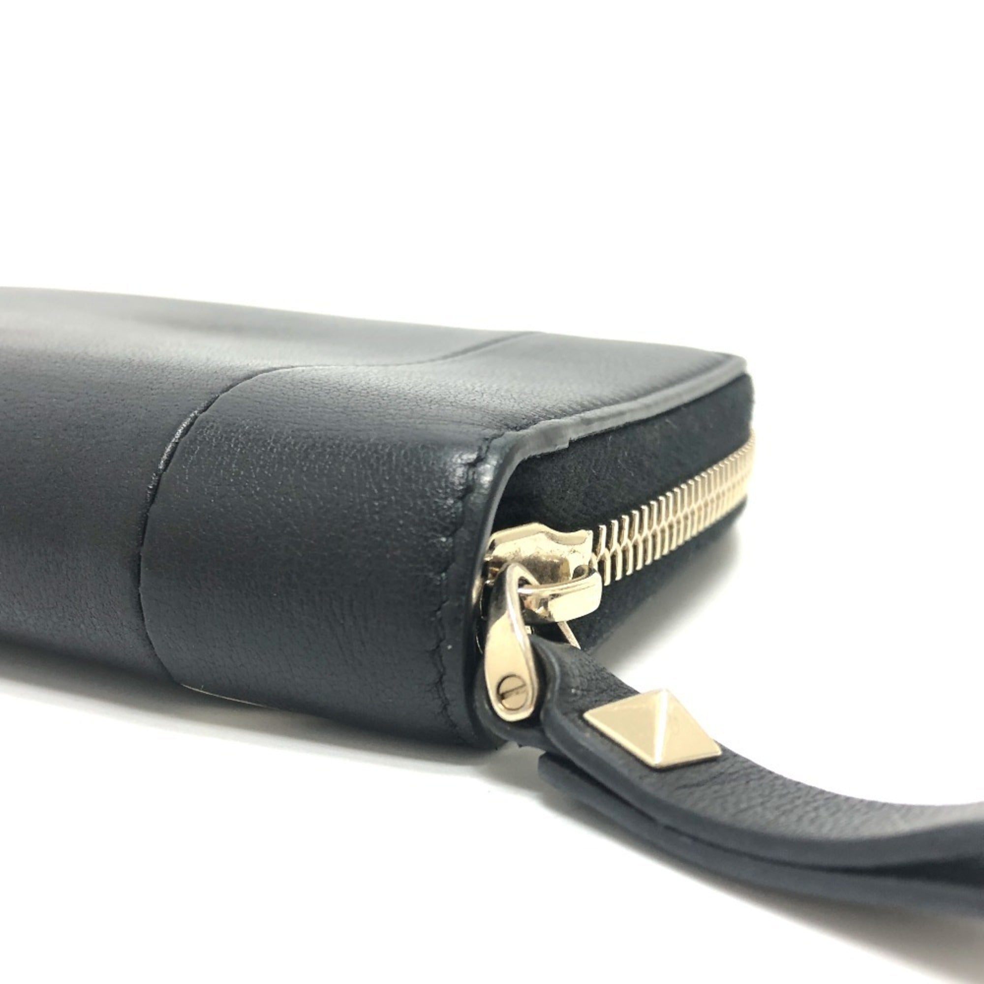 Valentino Black White Leather Wallet (Bi-Fold) (Pre-Owned)