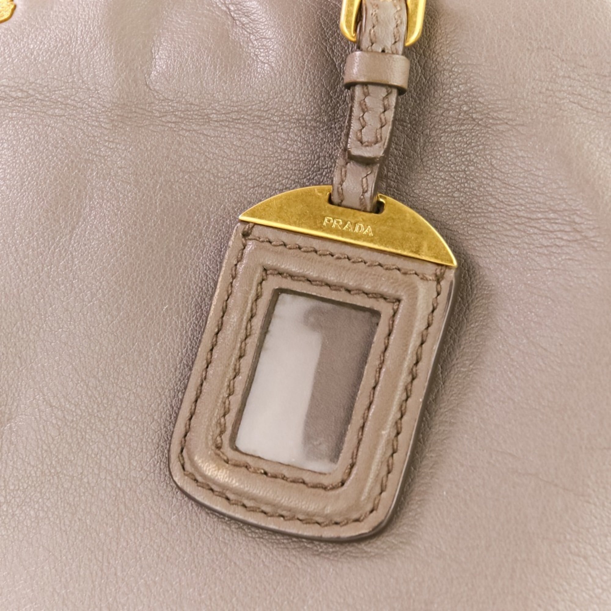 Prada Grayish Leather Shoulder Bag Tote Bag (Pre-Owned)