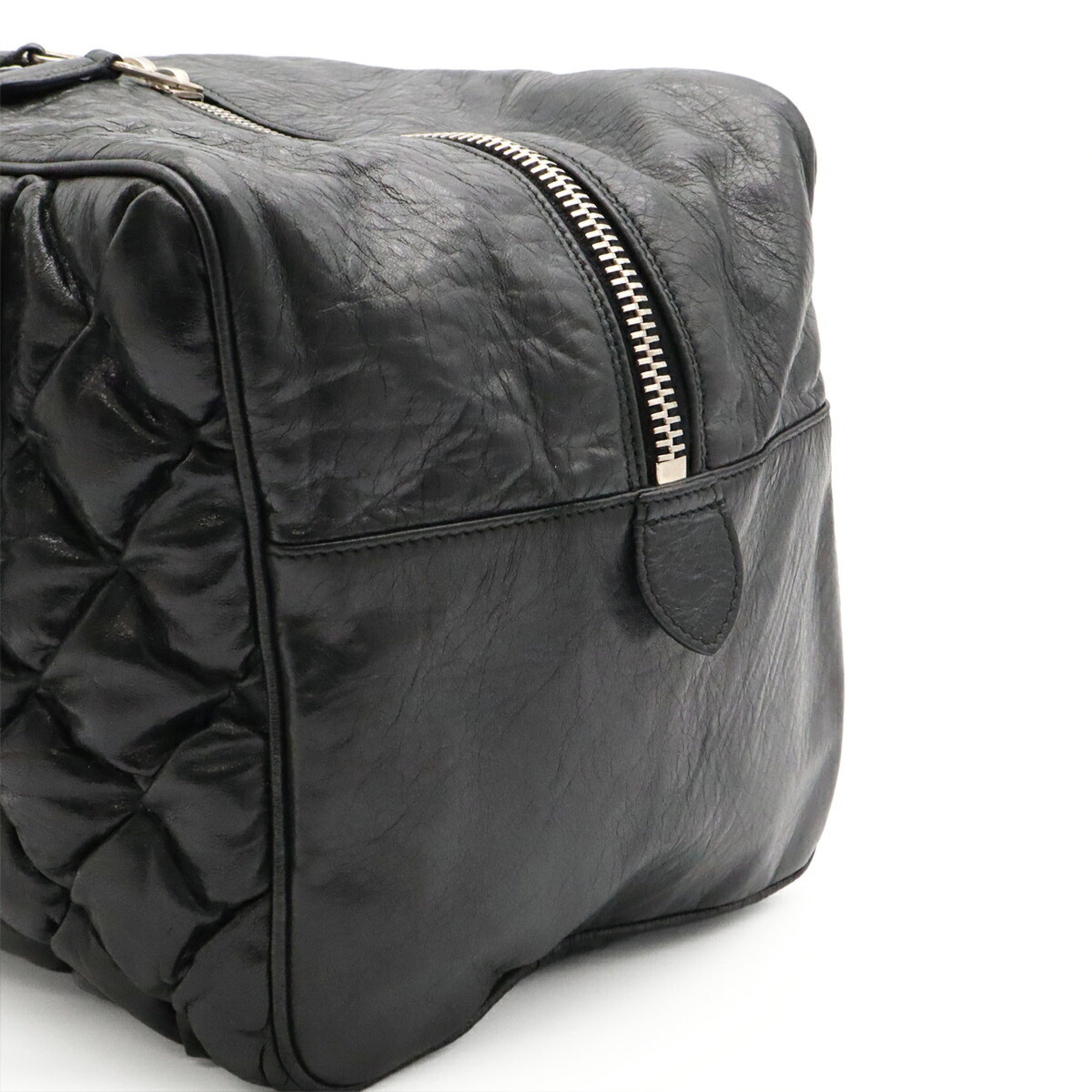 Balenciaga Black Leather Boston Bag Handbag (Pre-Owned)