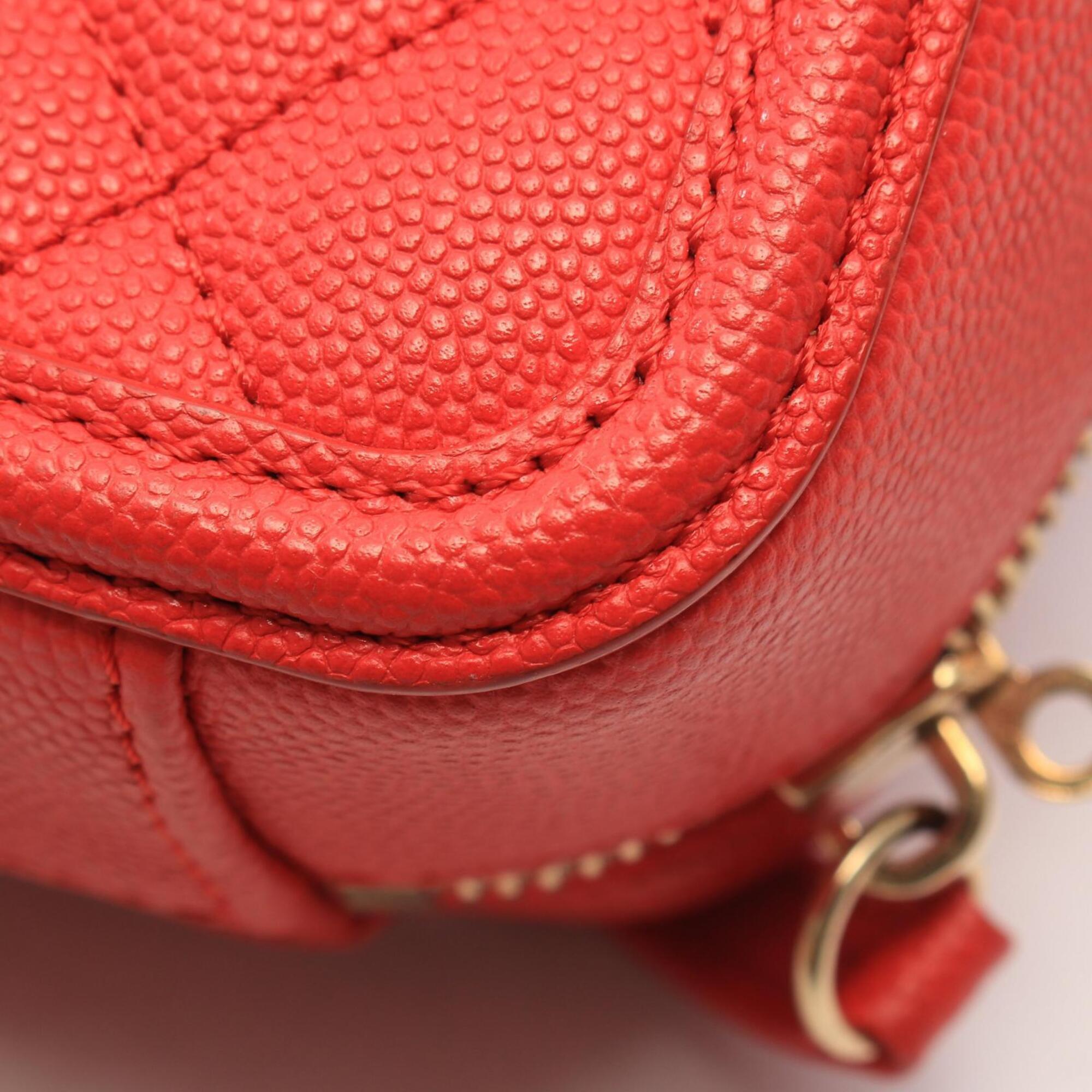 Chanel Red Color Grained Calfskin Handbag Shoulder Bag Vanity Bag (Pre-Owned)