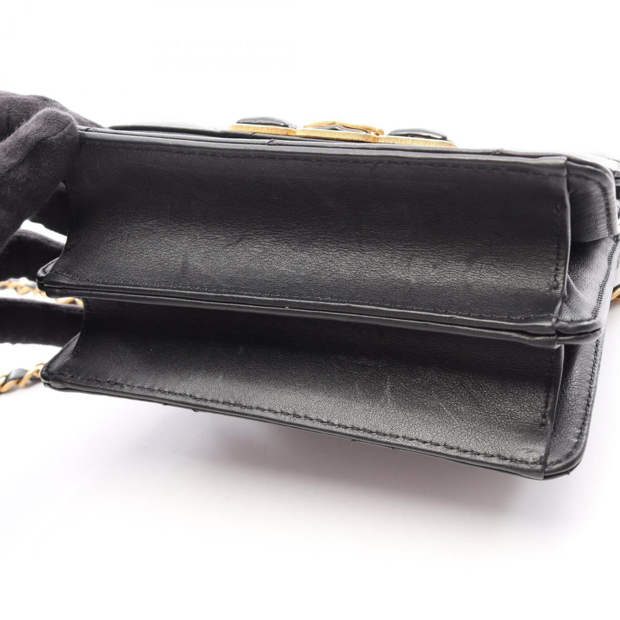 Chanel Black Leather Handbag Shoulder Bag (Pre-Owned)