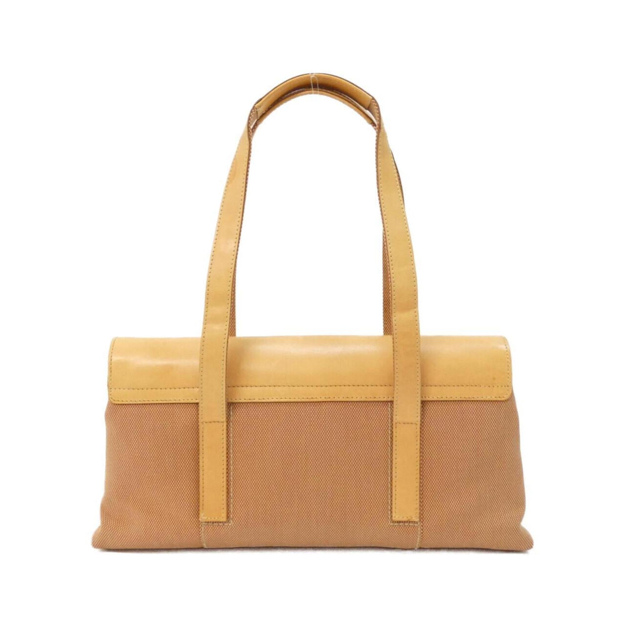 Bvlgari Beige Orange Canvas Leather Shoulder Bag (Pre-Owned)