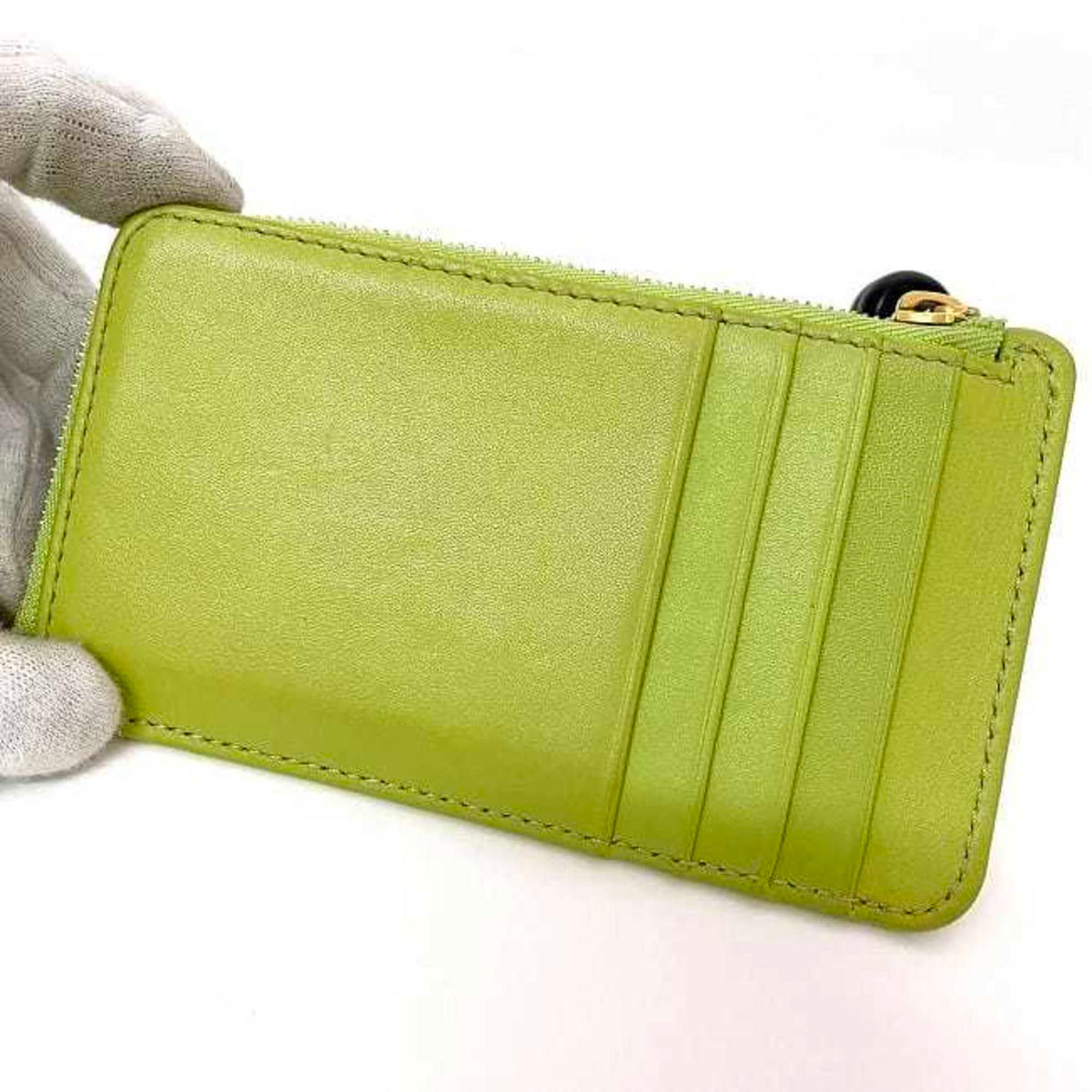 Loewe Black Light Green Leather Coin Purse/Coin Case (Pre-Owned)