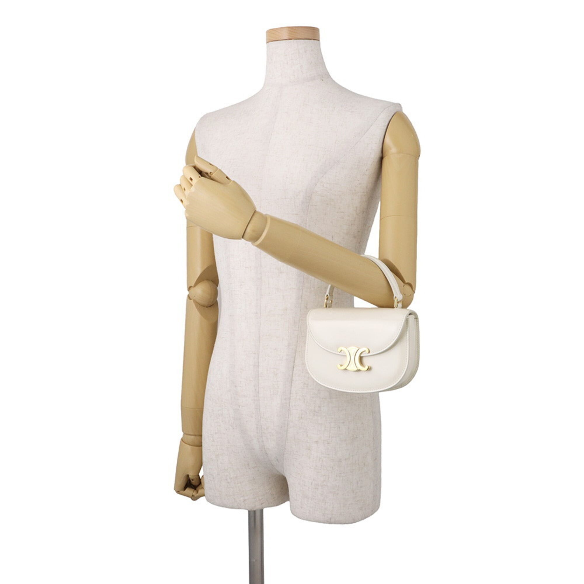 Celine White Patent Leather Handbag Shoulder Bag (Pre-Owned)