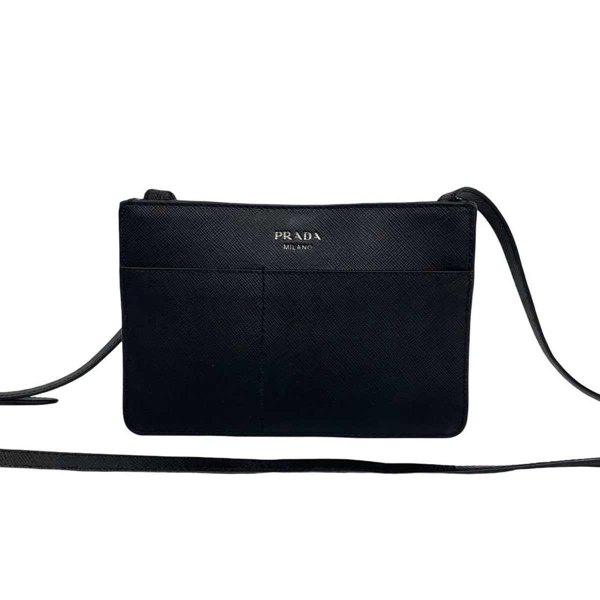 Prada Black Leather Pochette Shoulder Bag (Pre-Owned)