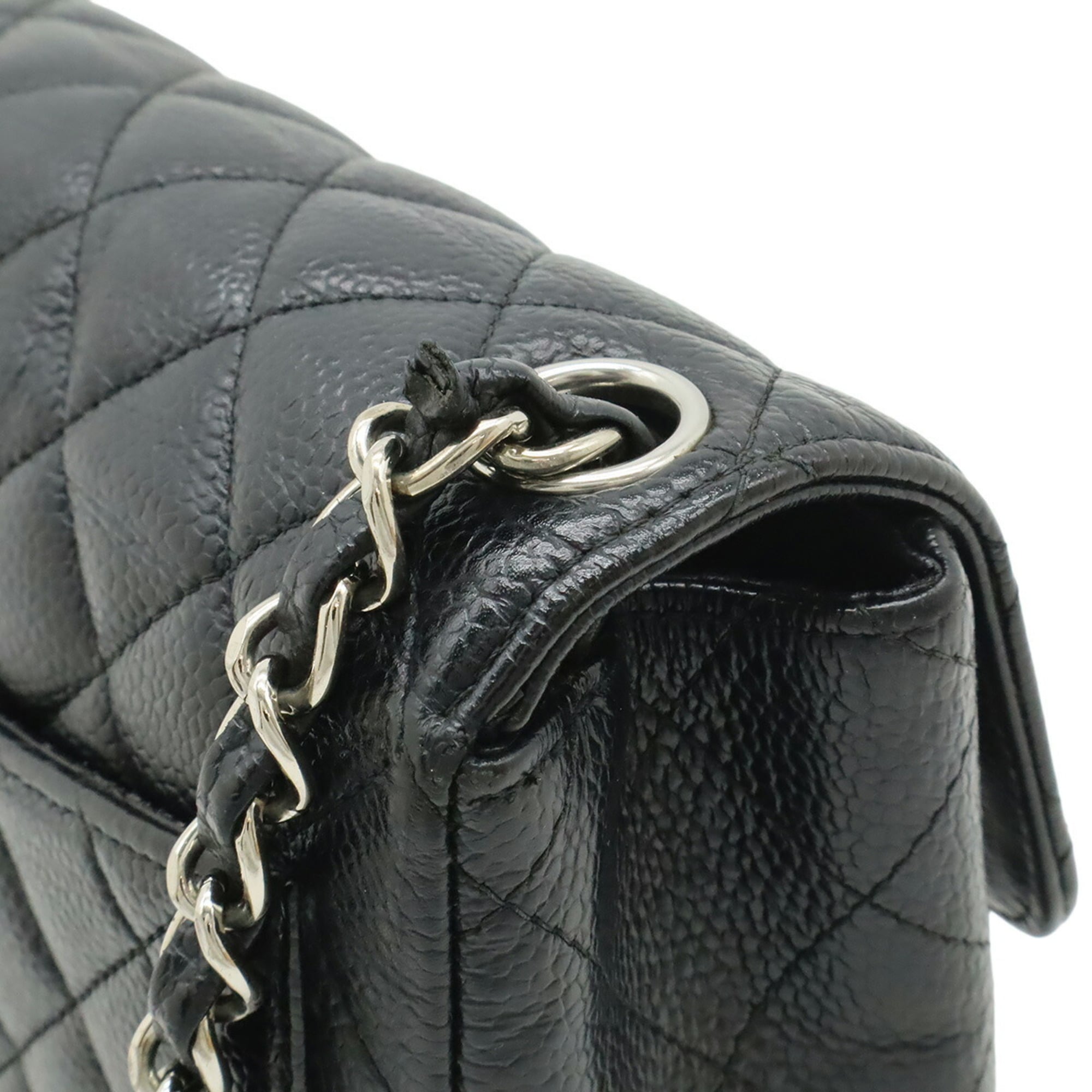 Chanel Matelasse Black Grained Calfskin Pochette Shoulder Bag (Pre-Owned)