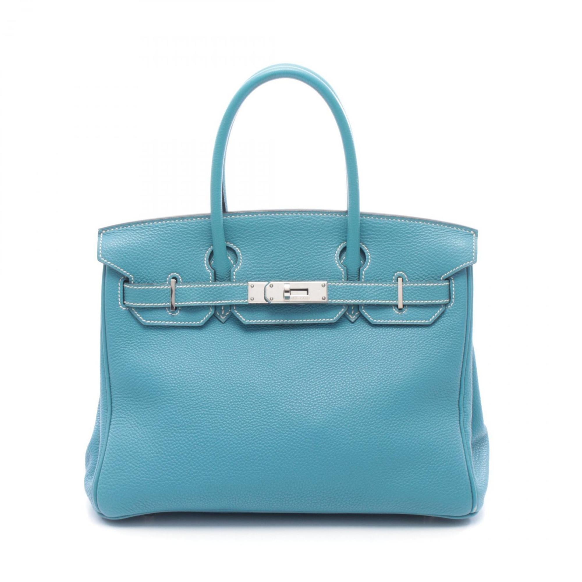 Hermes Blue Blue Jean Togo Leather Handbag (Pre-Owned)
