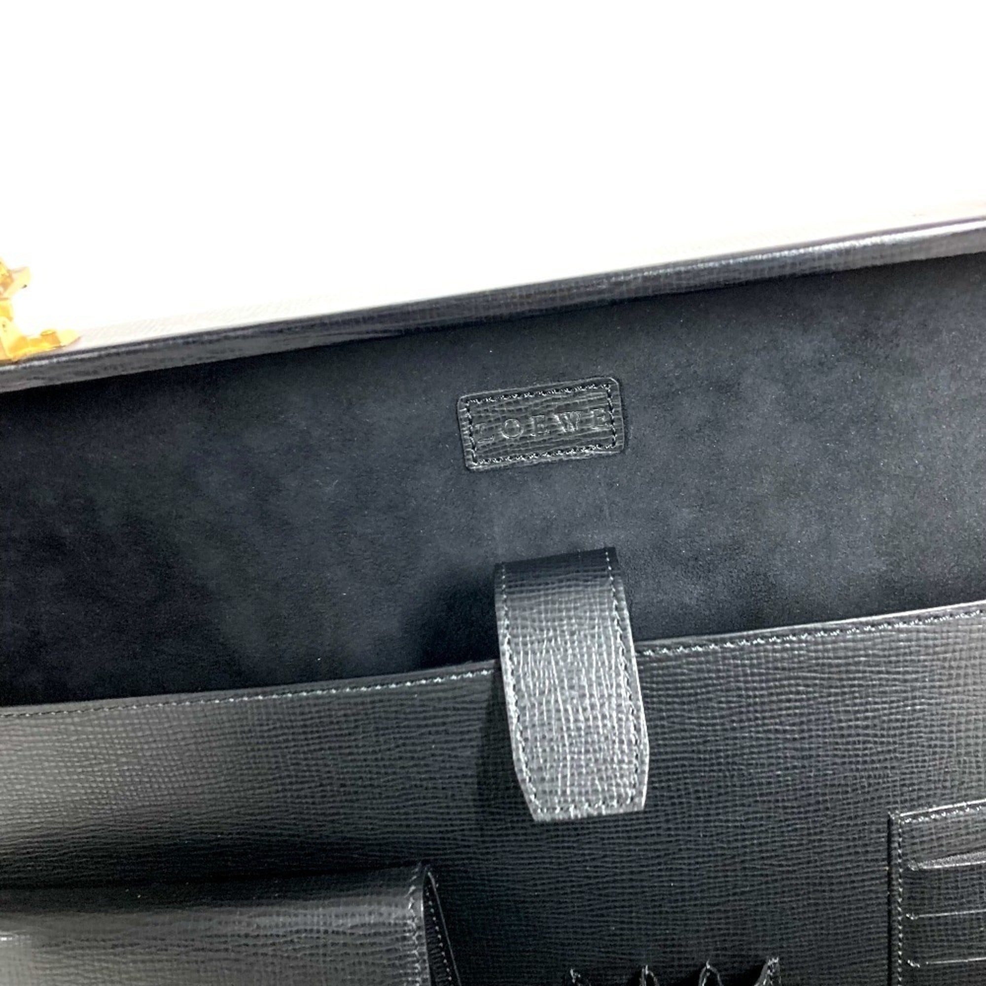 Loewe Black Leather Attaché Case Handbag Tote Bag (Pre-Owned)
