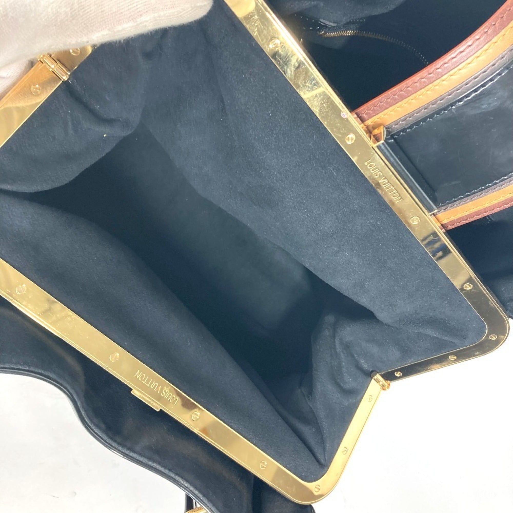 Louis Vuitton Black Brown Canvas Boston Bag Shoulder Bag (Pre-Owned)
