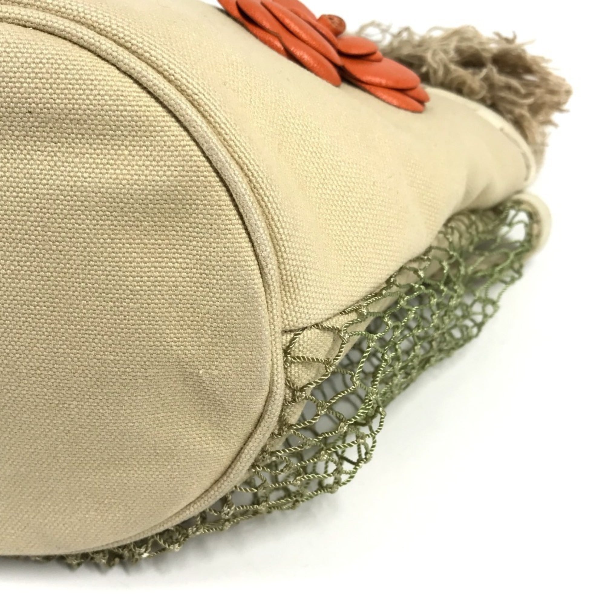 Chanel Beige Canvas Handbag Shoulder Bag (Pre-Owned)