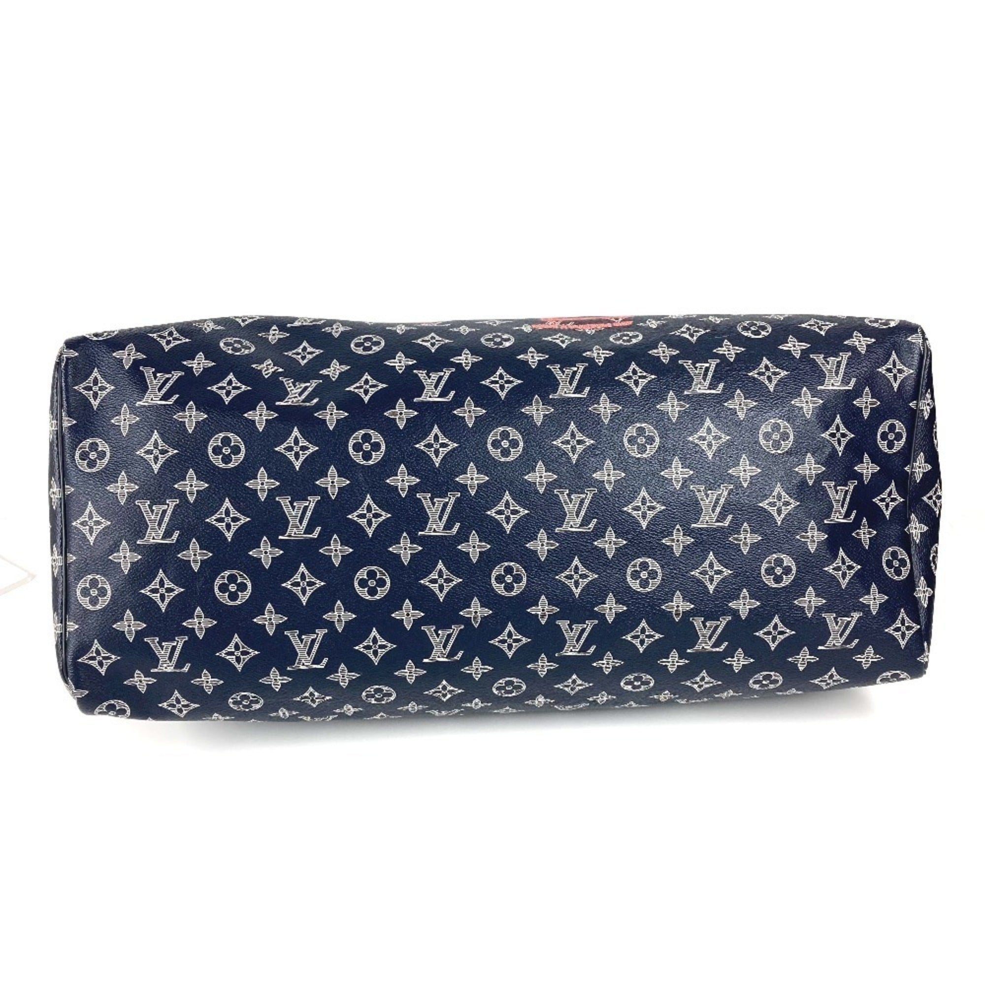 Louis Vuitton Navy Red Color Monogram Boston Bag Handbag (Pre-Owned)