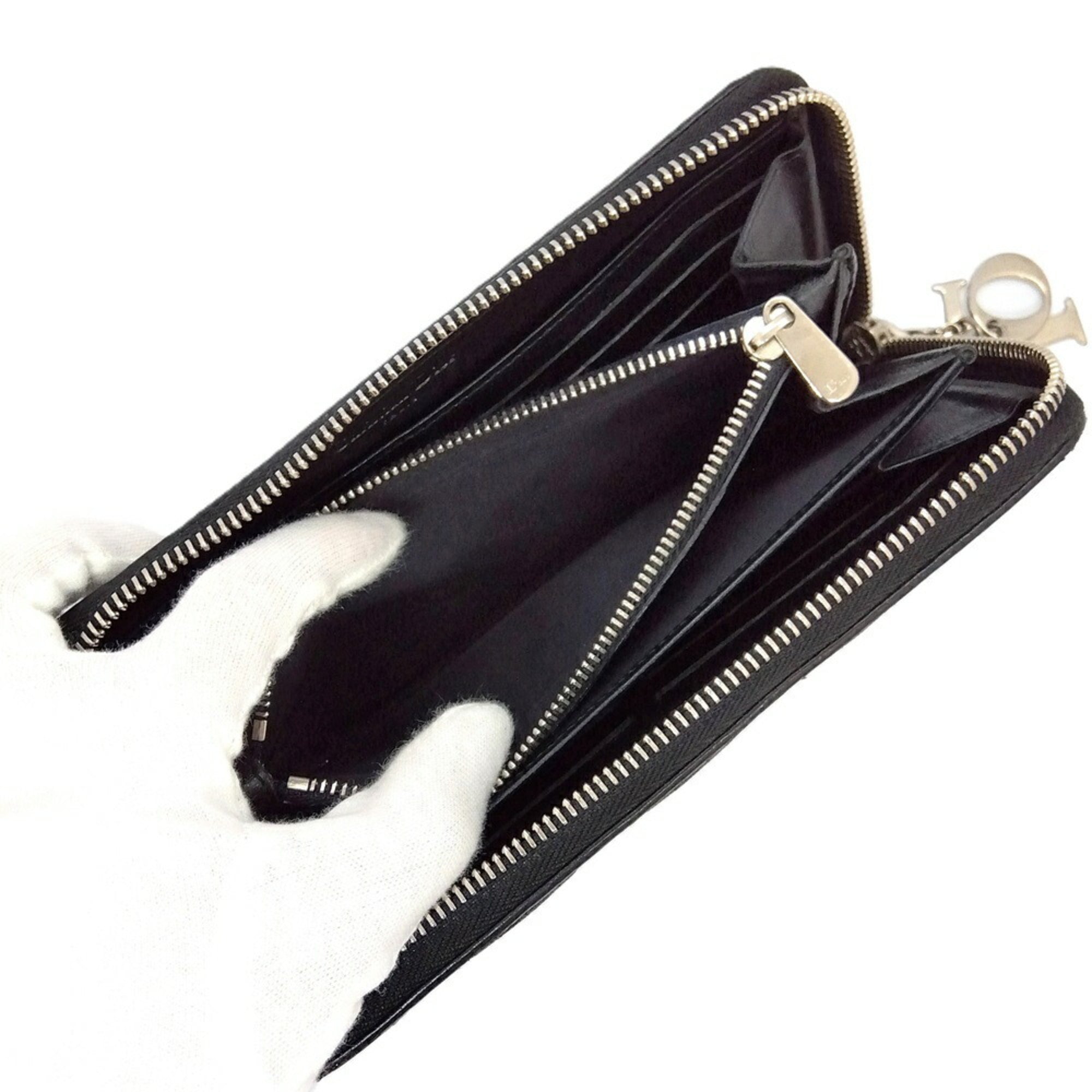 Christian Dior Black Coated Canvas Long Wallet (Bi-Fold) (Pre-Owned)