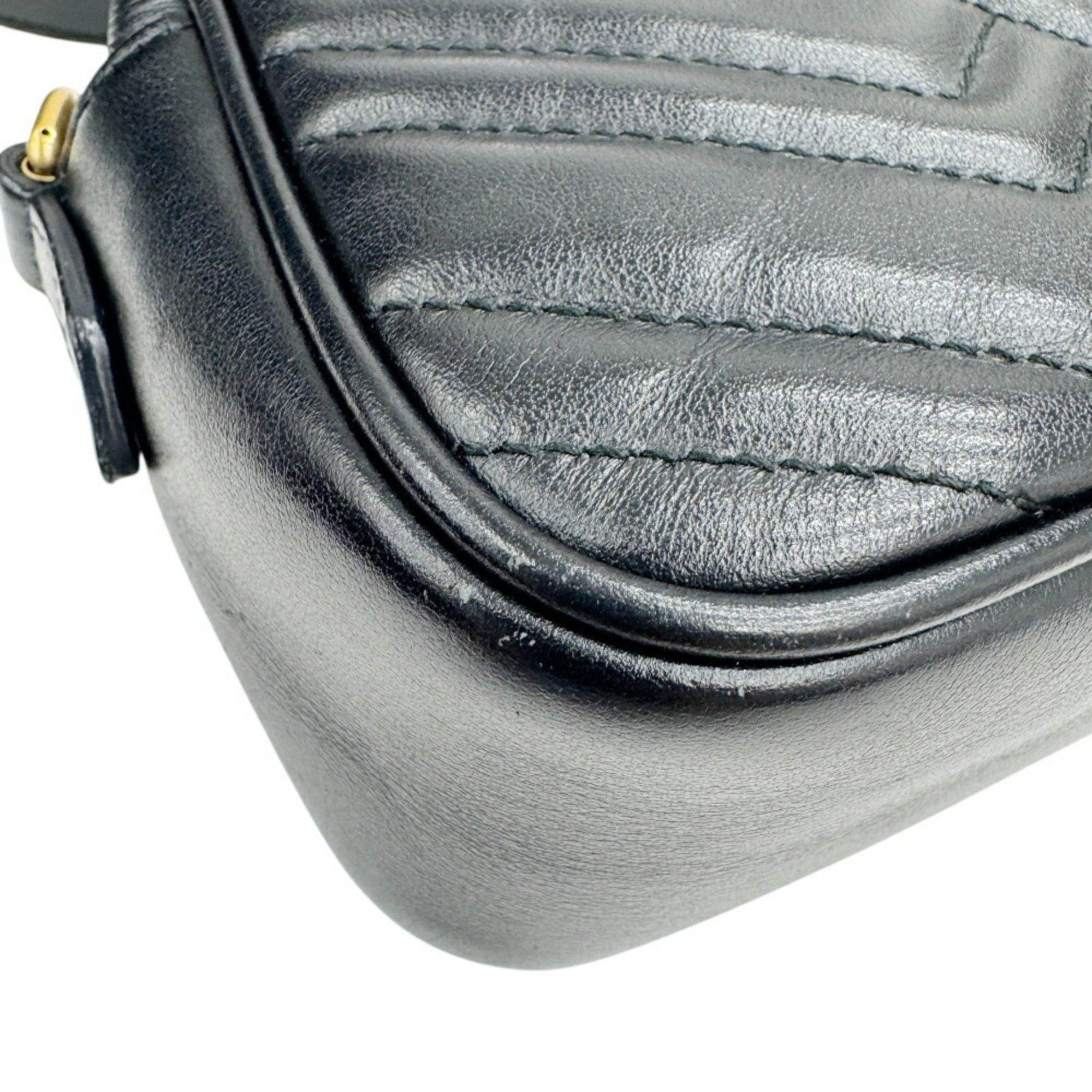 Gucci Gg Marmont Black Leather Shoulder Bag (Pre-Owned)