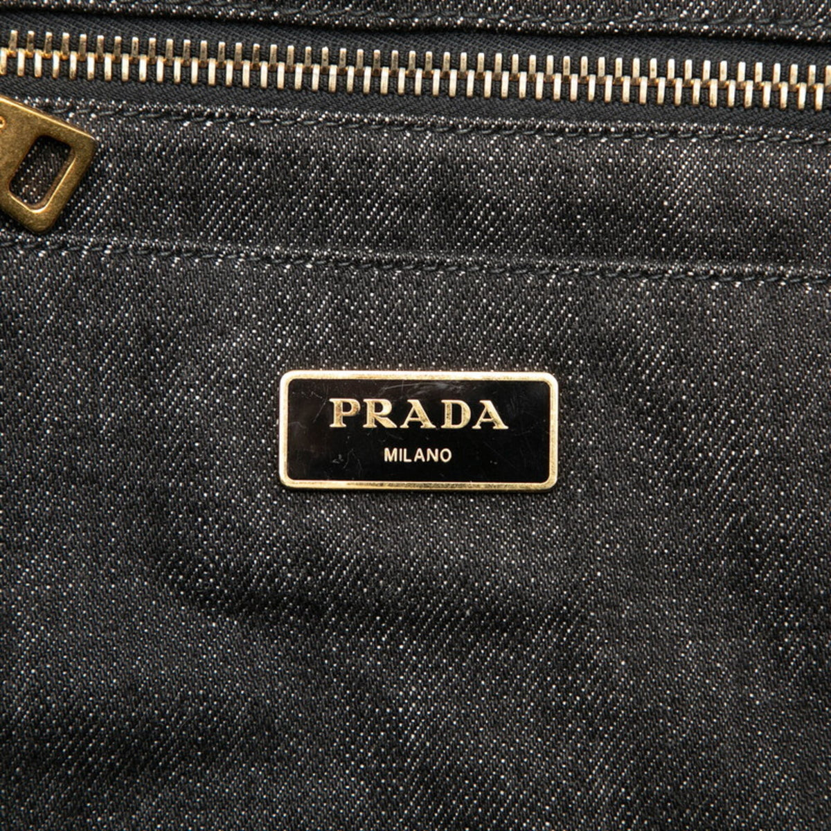 Prada Black Denim Shoulder Bag Tote Bag (Pre-Owned)