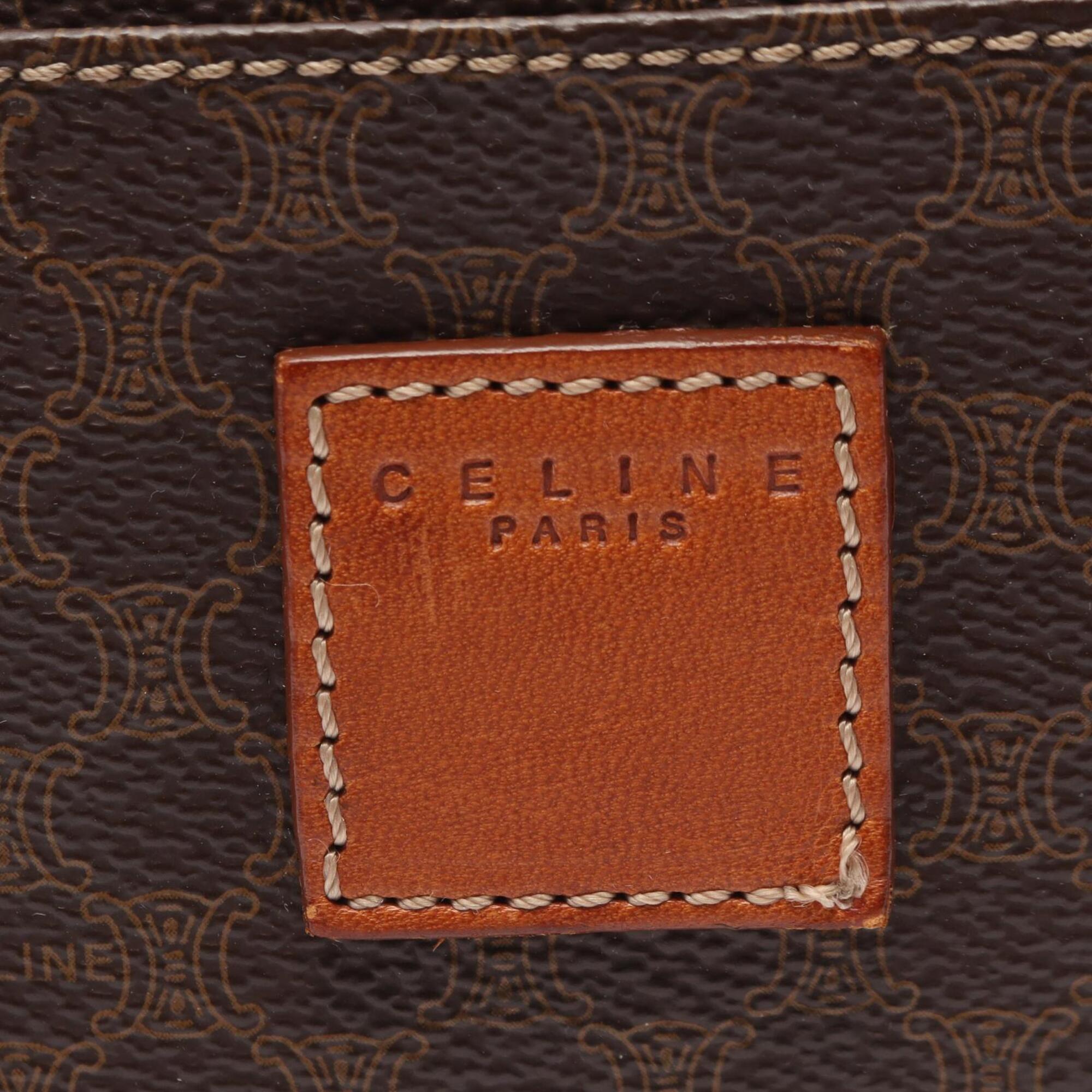 Celine Beige Brown Coated Canvas Leather Handbag (Pre-Owned)