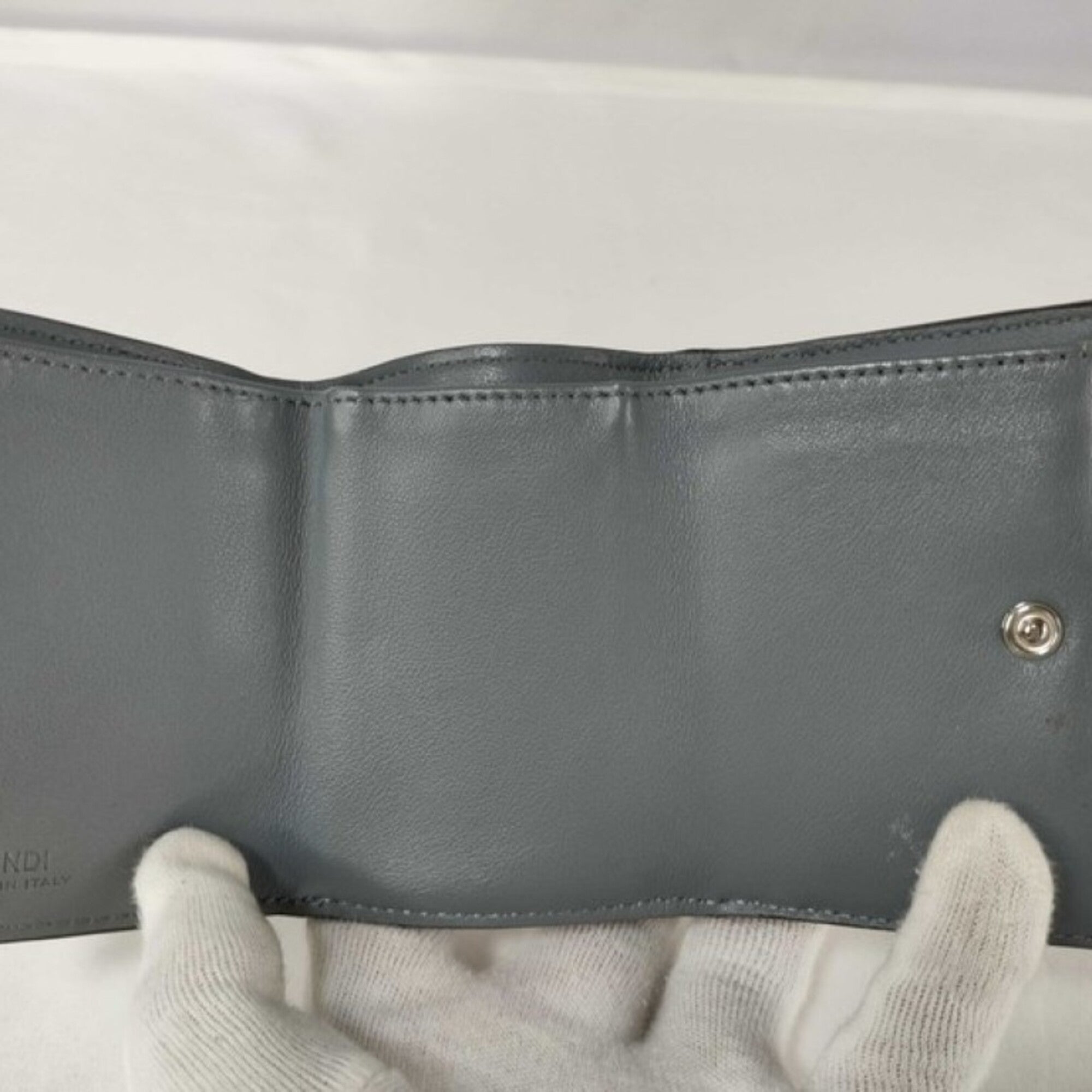Fendi Gray Leather Wallet (Tri-Fold) (Pre-Owned)