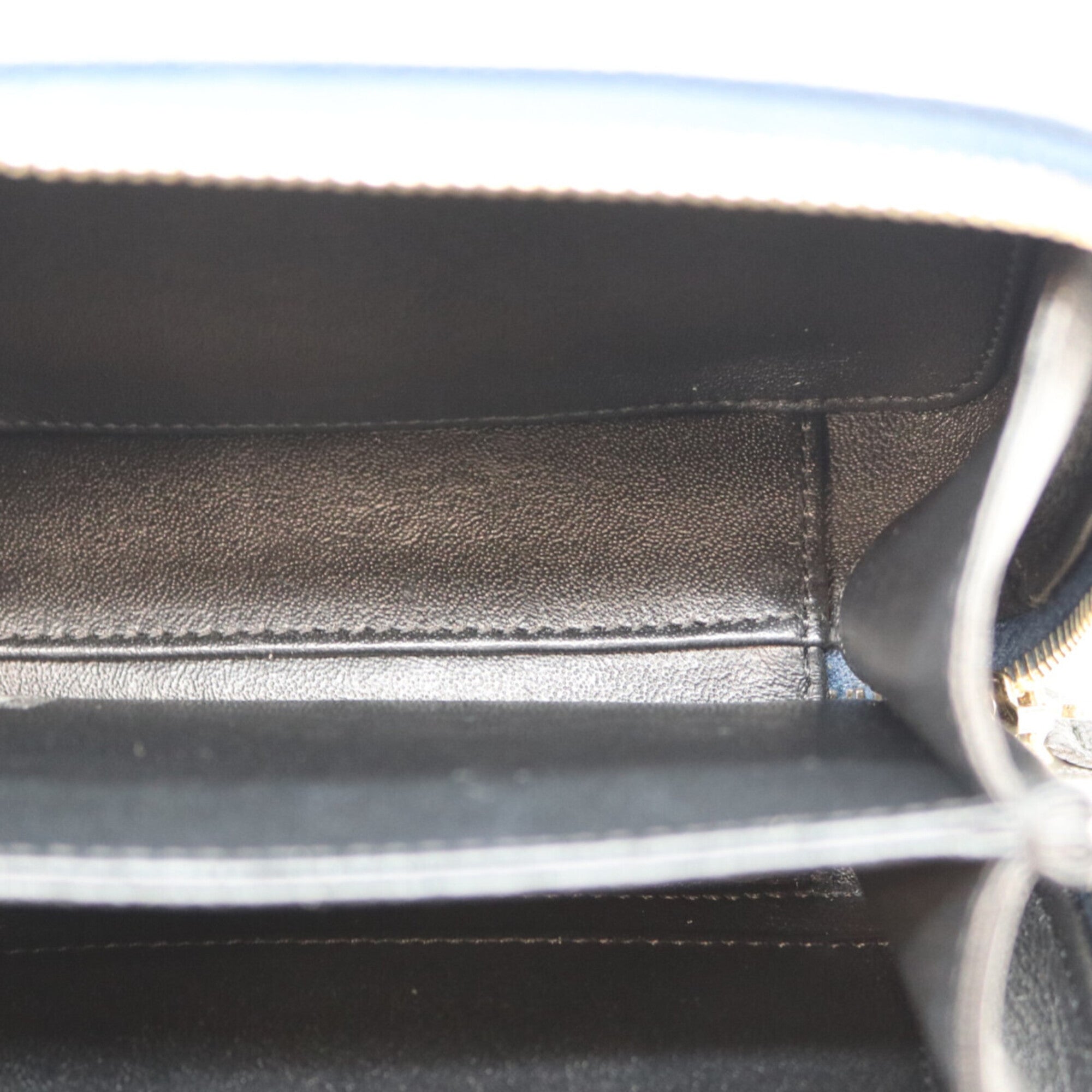 Chanel Black Blue Grained Calfskin Shoulder Bag (Pre-Owned)