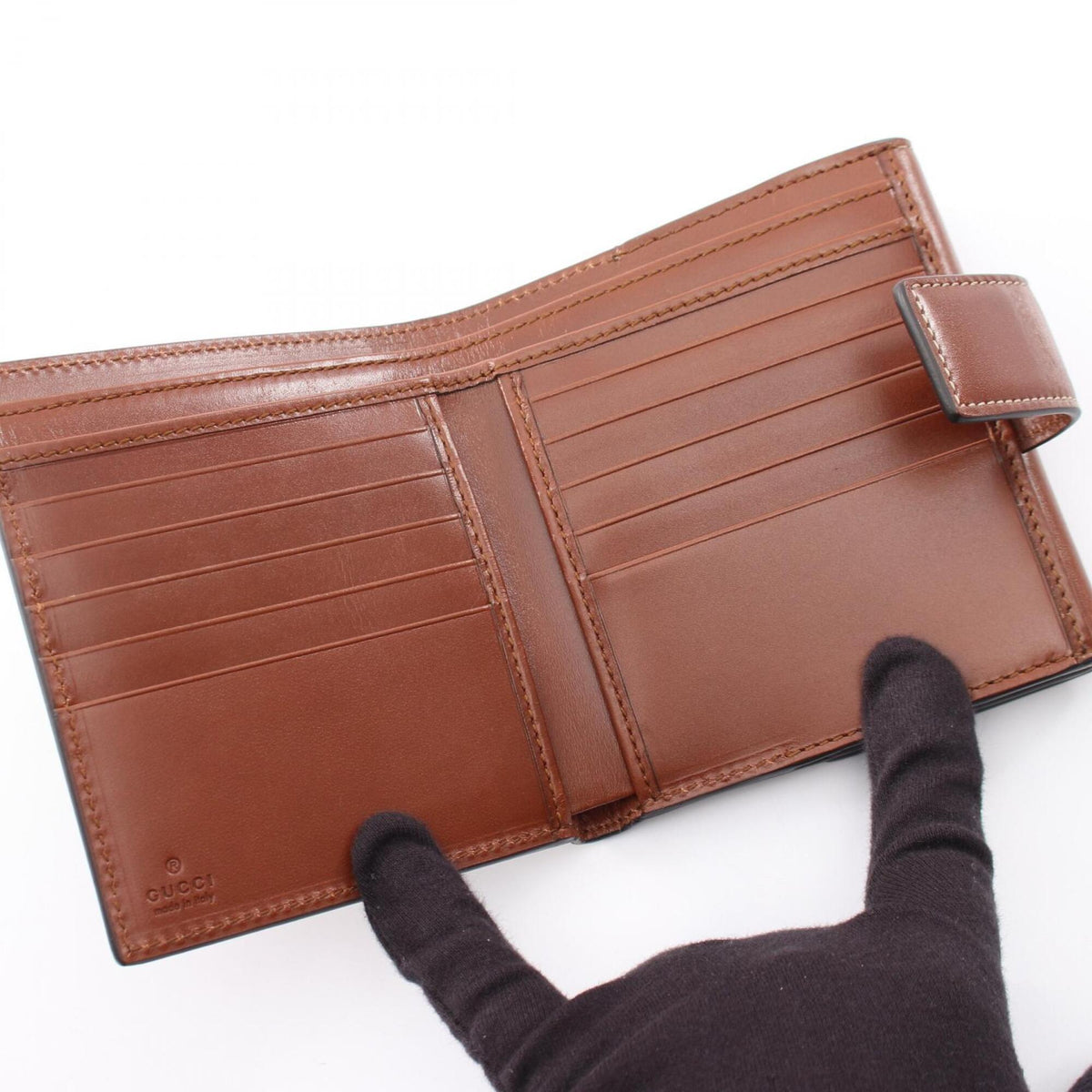 Gucci Beige Brown Leather Pvc Wallet (Bi-Fold) (Pre-Owned)