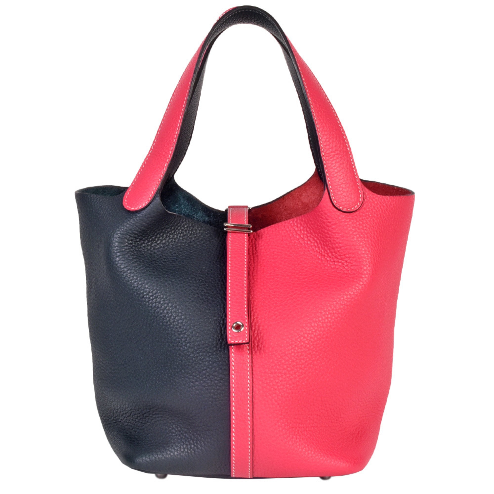Hermes Picotin Blue Nuit Navy Pink Taurillon Clemence Leather Handbag (Pre-Owned)