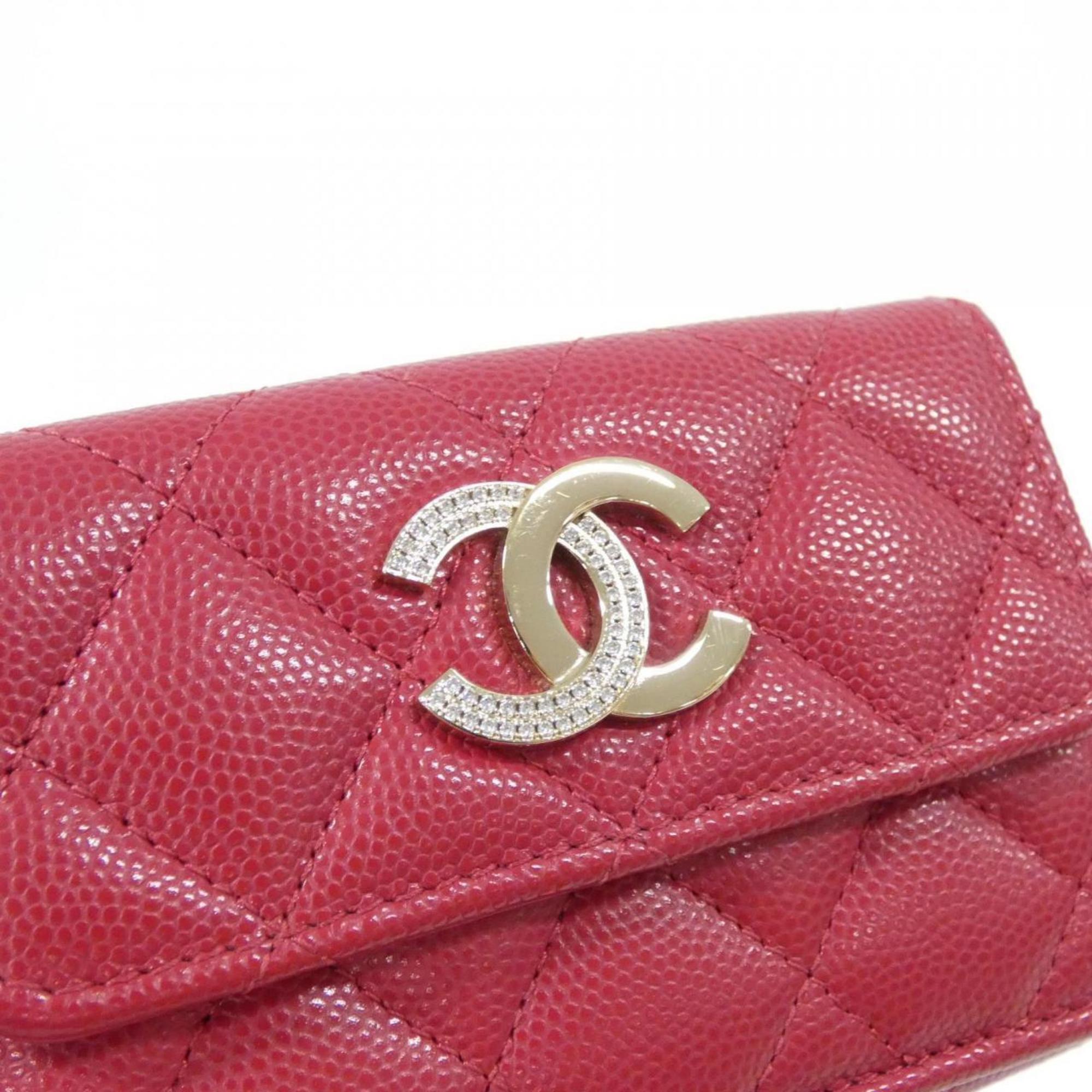 Chanel Pink Grained Calfskin Wallet (Bi-Fold) (Pre-Owned)