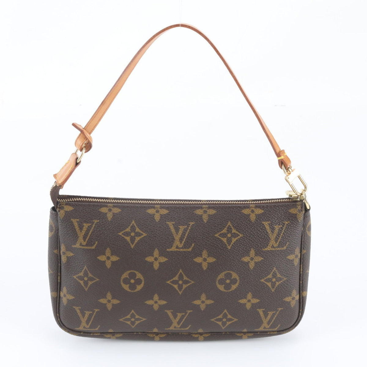Louis Vuitton Brown Leather Coated Canvas Handbag Pochette (Pre-Owned)