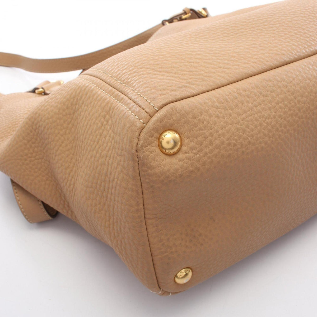 Prada Beige Leather Handbag Tote Bag (Pre-Owned)