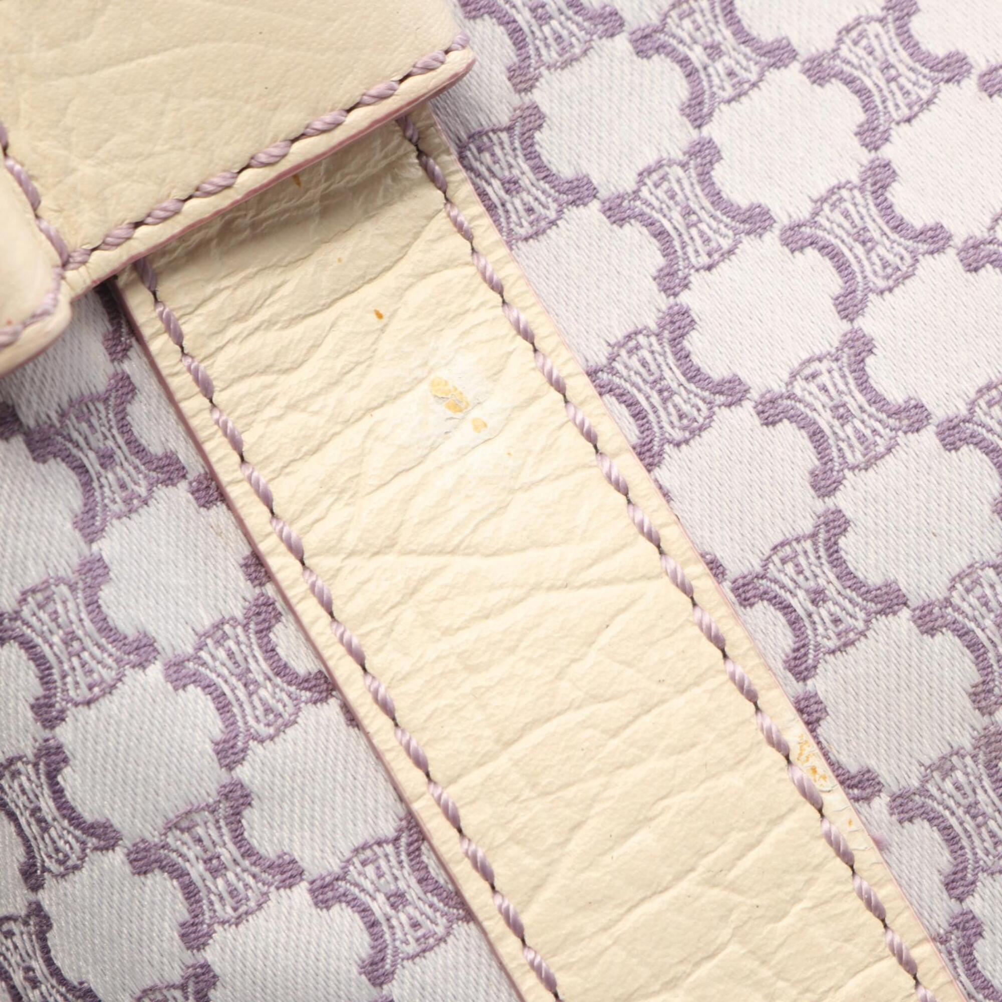 Celine Purple White Canvas Leather Handbag Shoulder Bag (Pre-Owned)