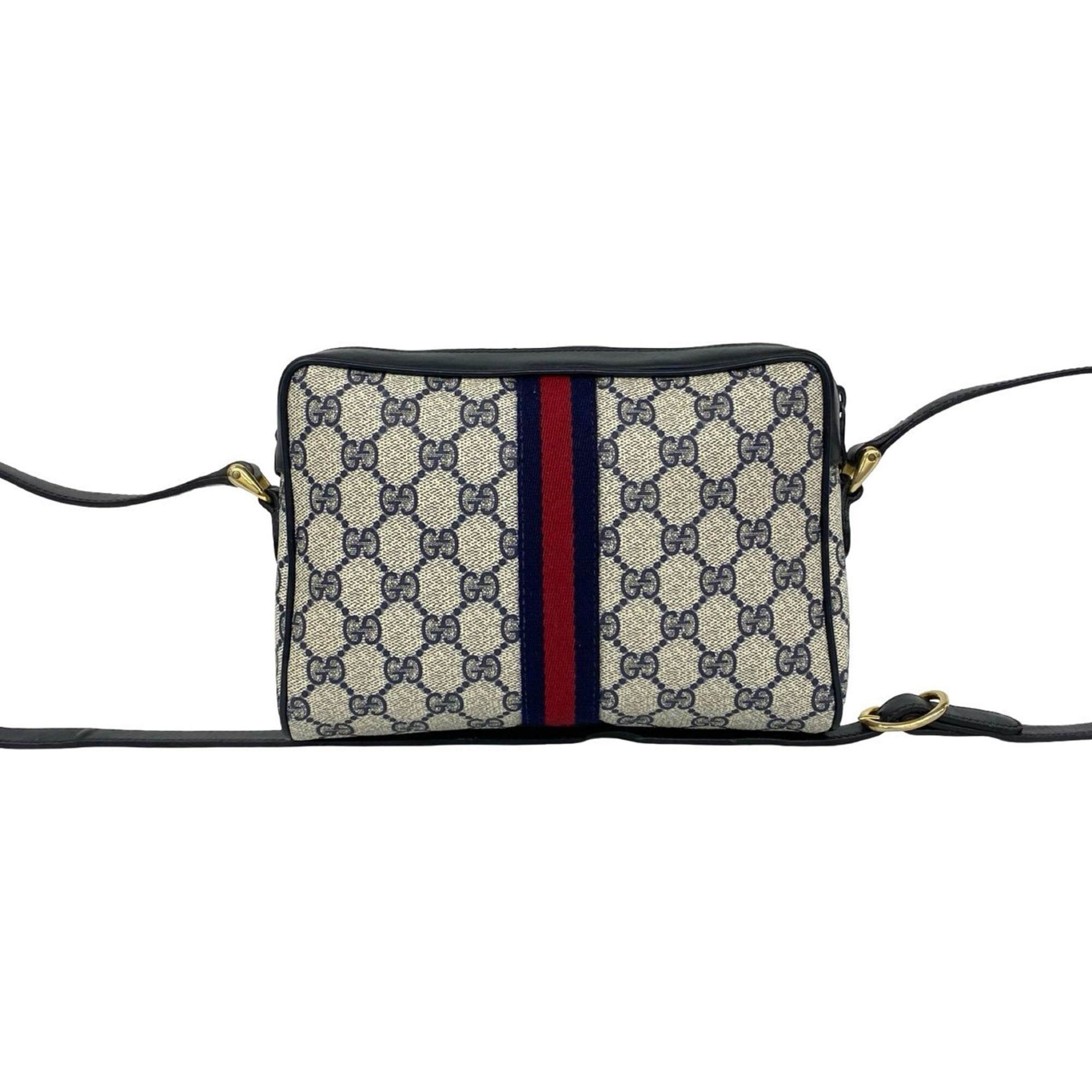 Gucci Navy Red Color Leather Pvc Pochette Shoulder Bag (Pre-Owned)