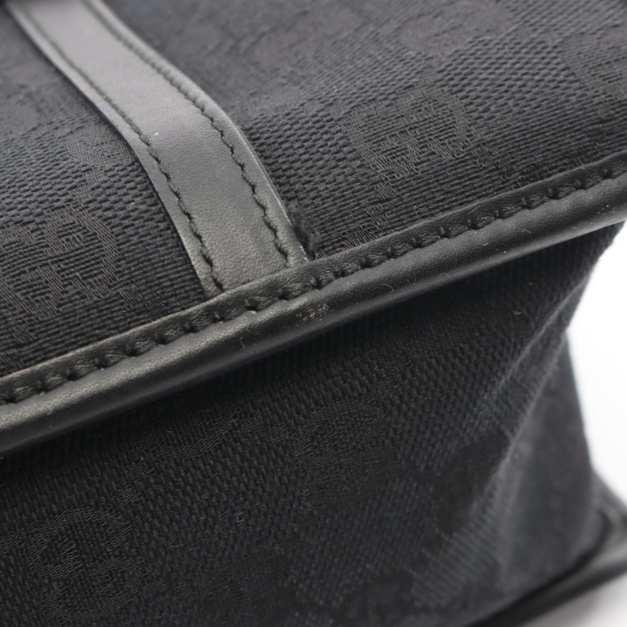 Gucci Gg Canvas Black Gg Canvas Leather Handbag (Pre-Owned)