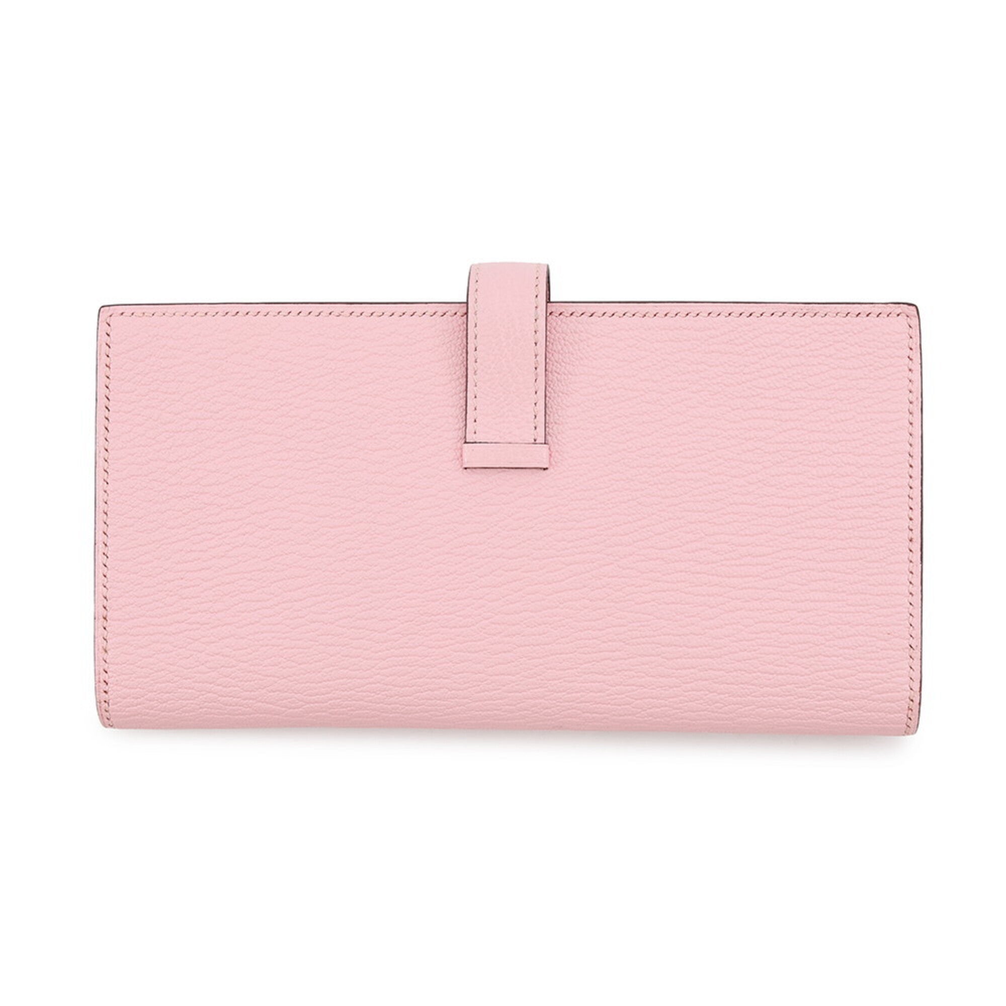 Hermes Rose Sakura Chevre Myzore Leather Long Wallet (Bi-Fold) (Pre-Owned)