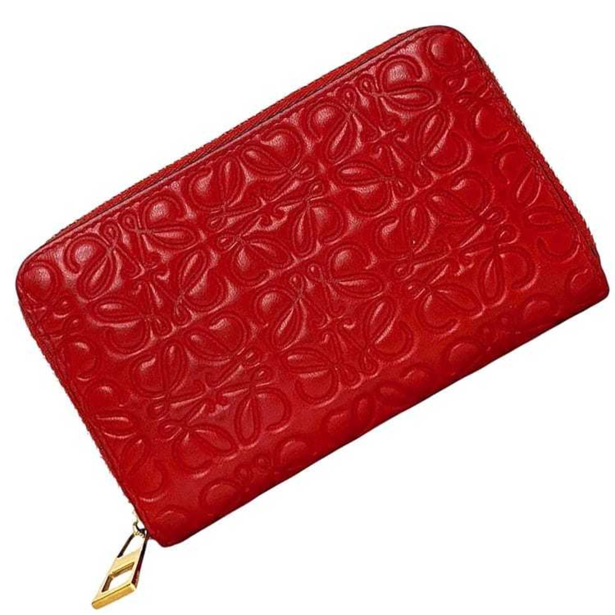 Loewe Red Color Leather Coin Purse/Coin Case (Pre-Owned)
