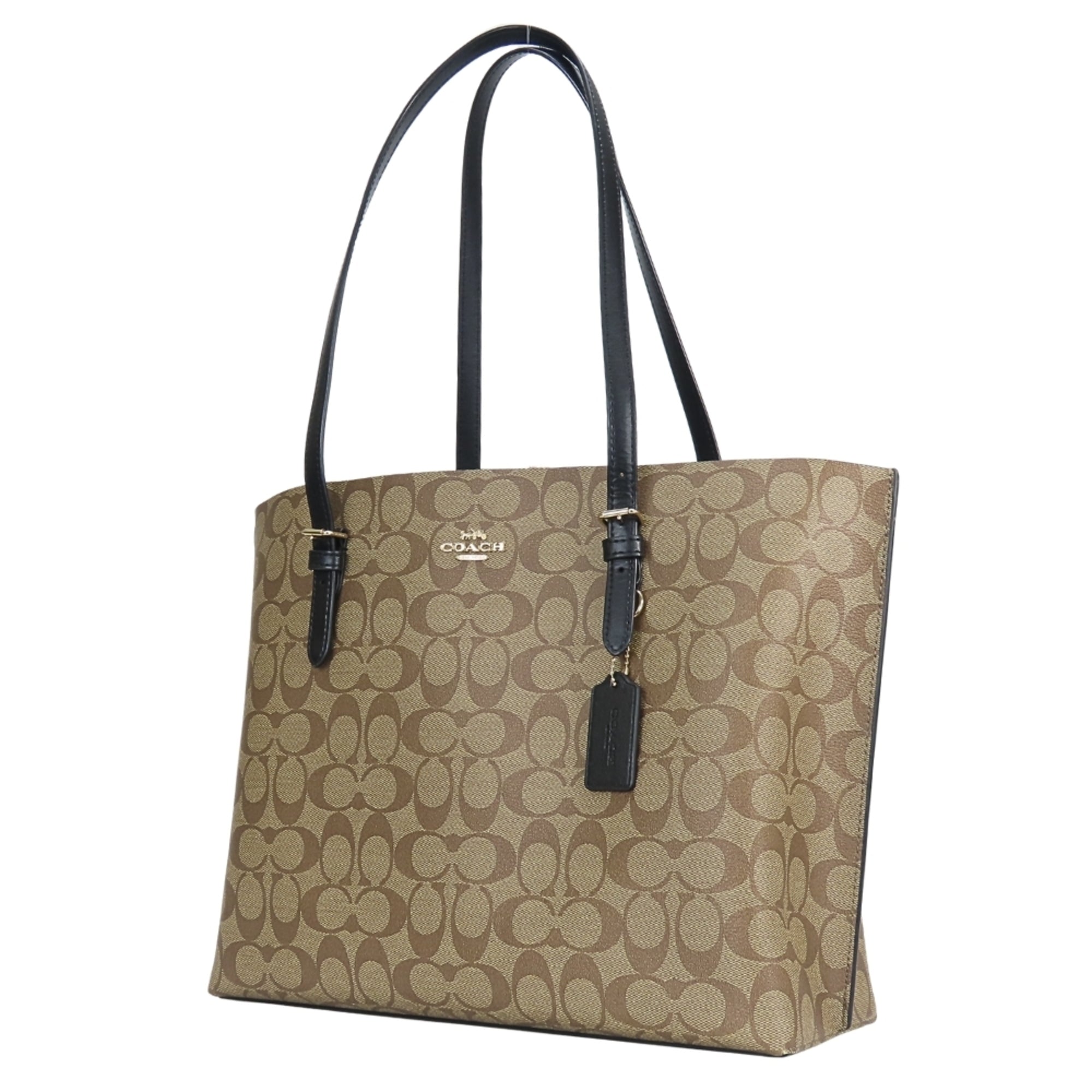 Coach Signature Black Brown Pvc Leather Tote Bag (Pre-Owned)