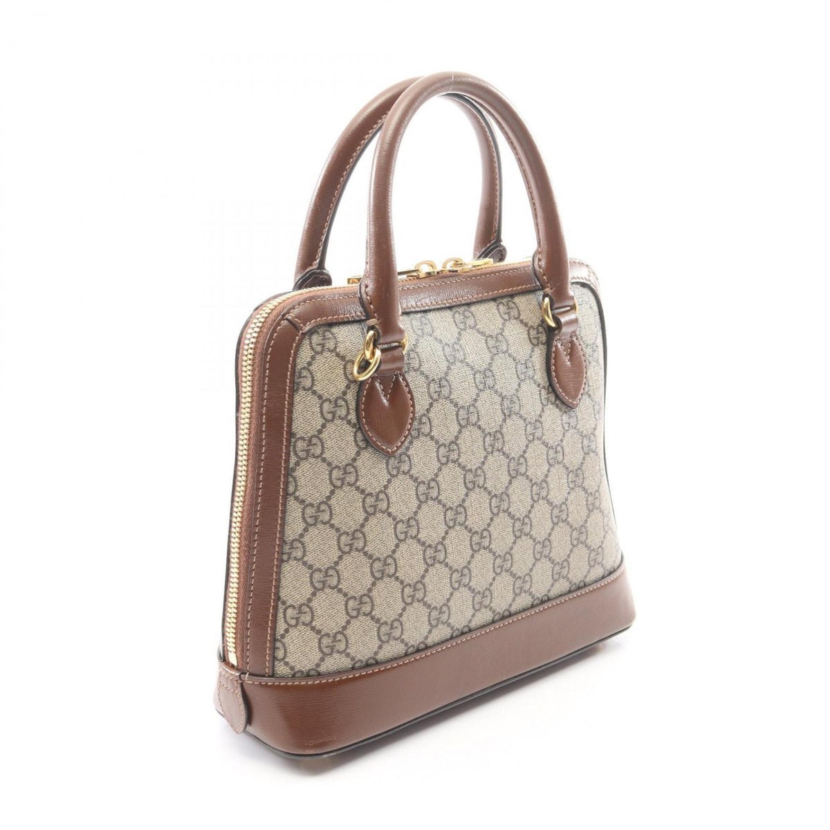 Gucci Beige Brown Pvc Leather Handbag (Pre-Owned)
