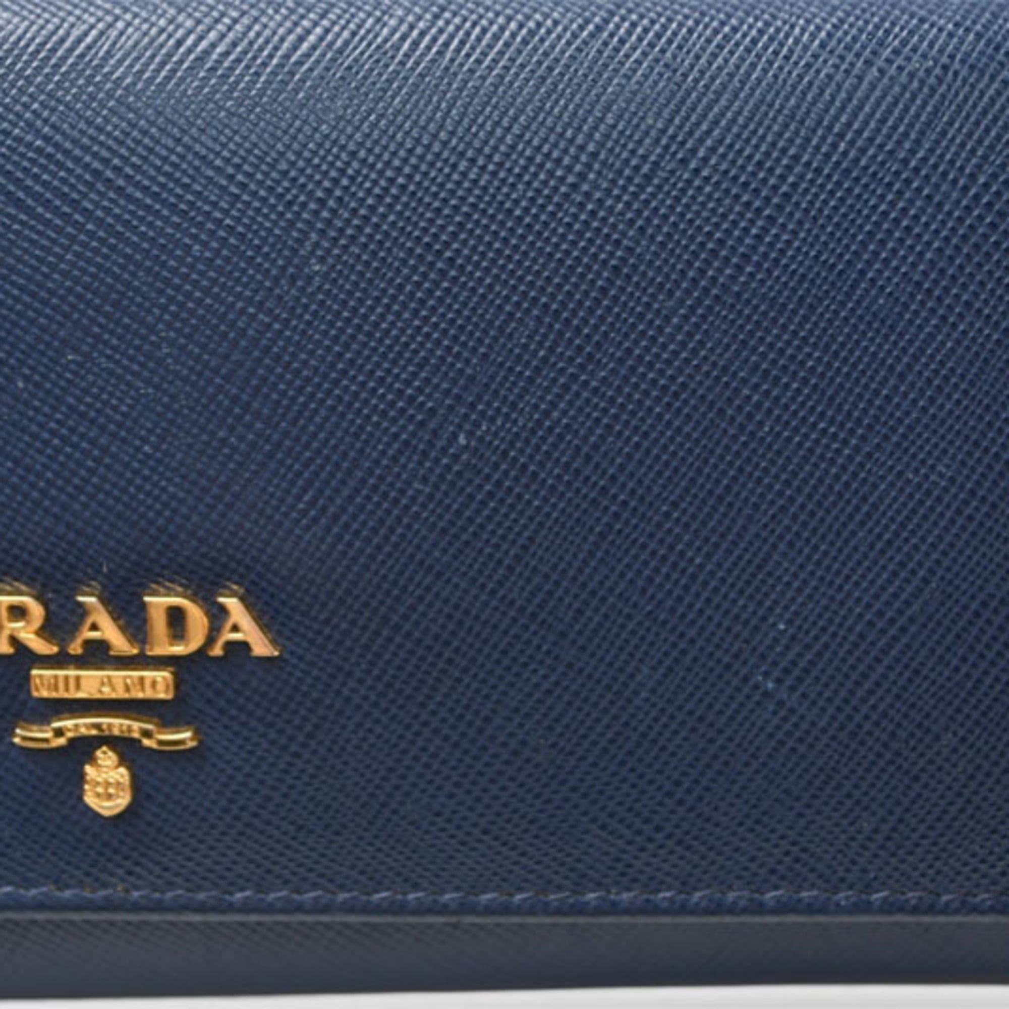Prada Saffiano Blue Bluette Leather Long Wallet (Bi-Fold) (Pre-Owned)