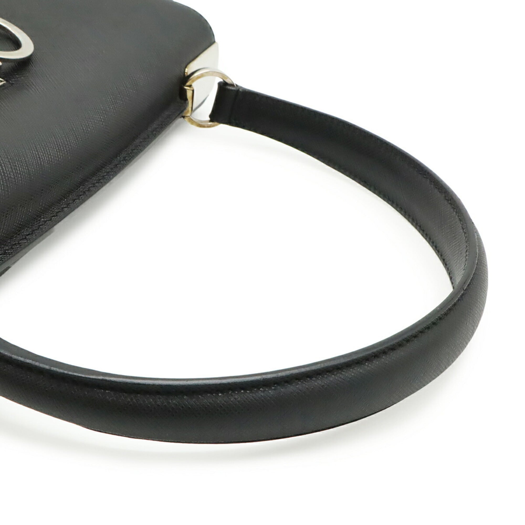 Salvatore Ferragamo Gancini Black Leather Handbag (Pre-Owned)