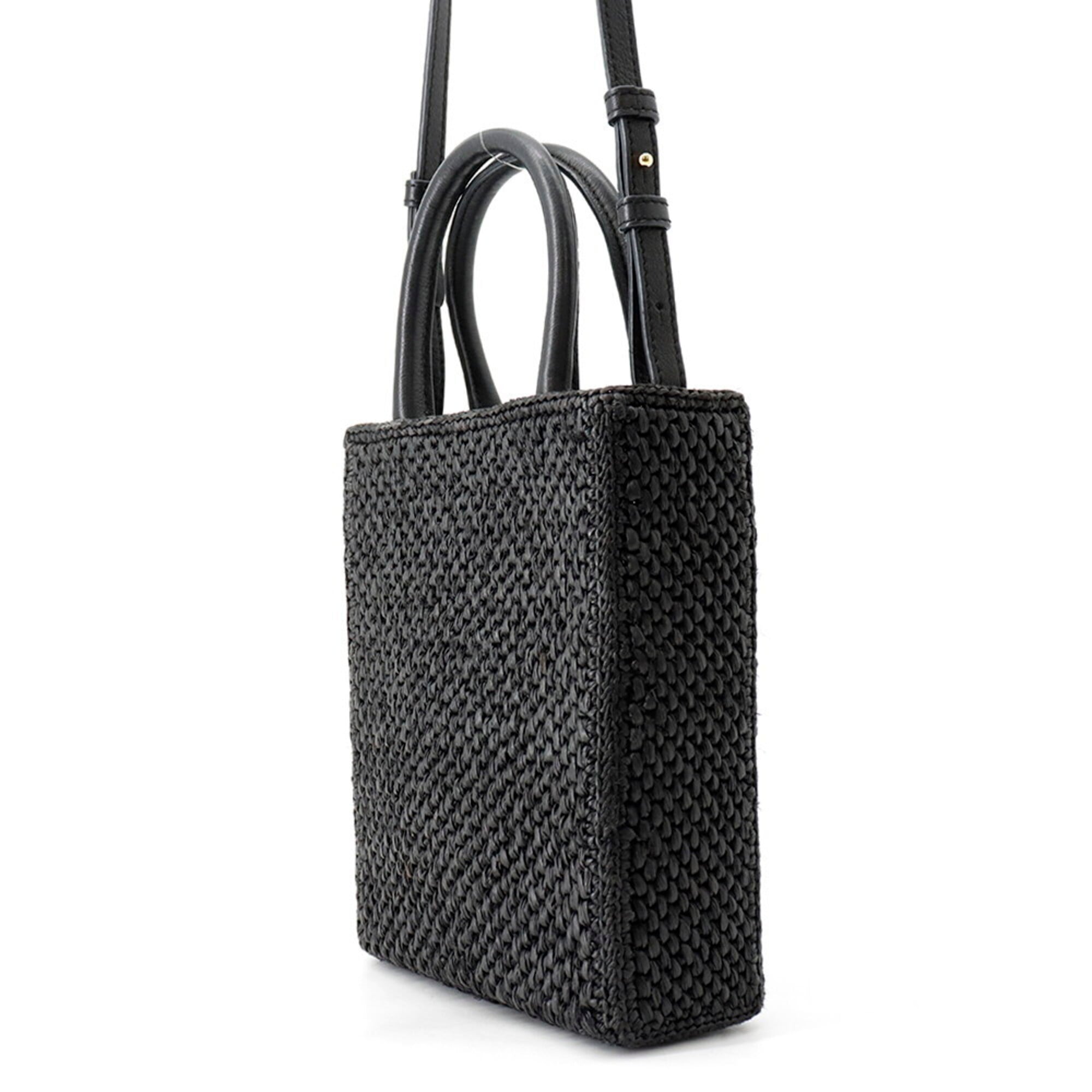 Loewe Black White Raffia Leather Handbag Shoulder Bag (Pre-Owned)