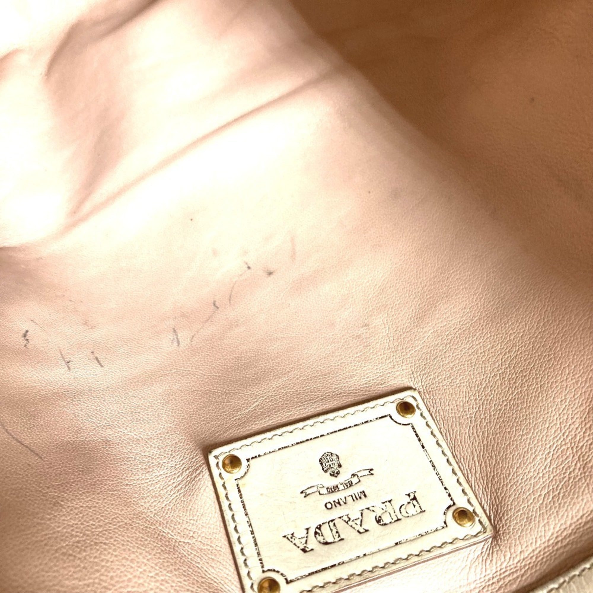 Prada Ivory Leather Shoulder Bag Tote Bag (Pre-Owned)