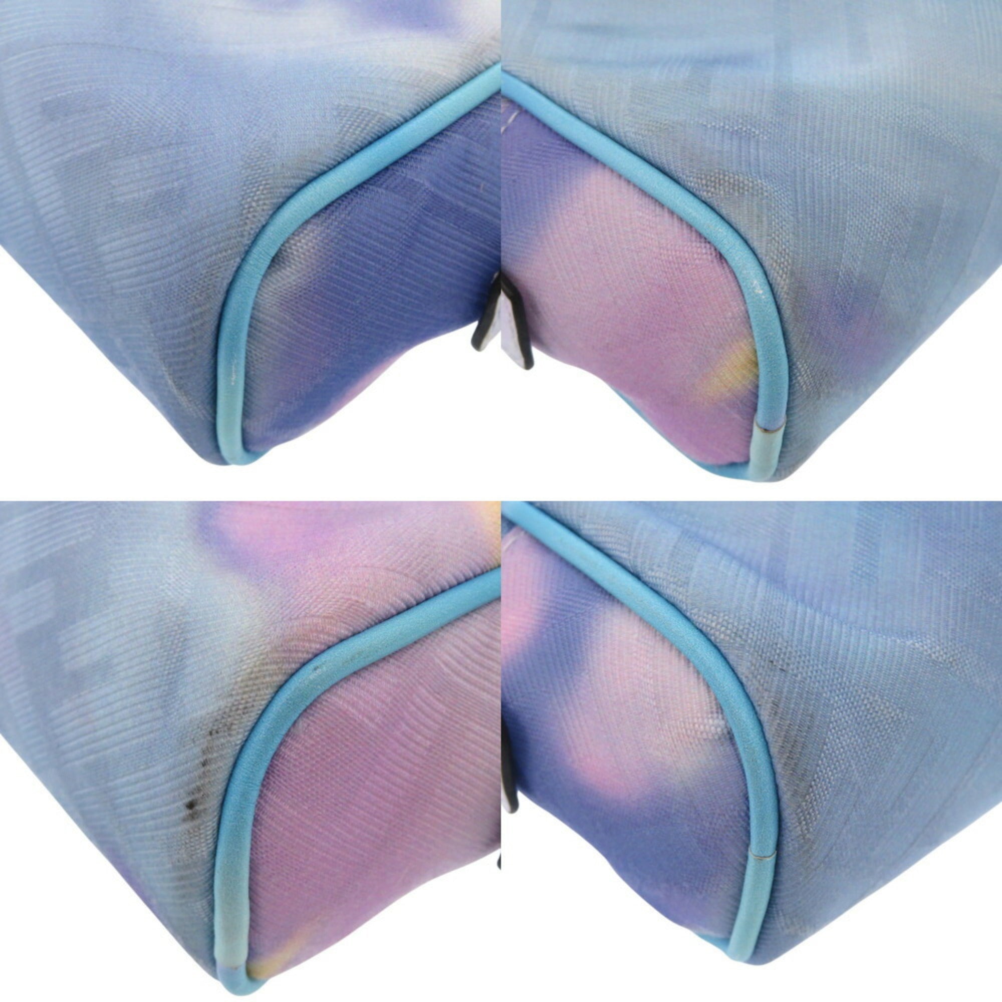 Fendi Light Blue Purple Yellow Fabric Leather Pouch (Pre-Owned)