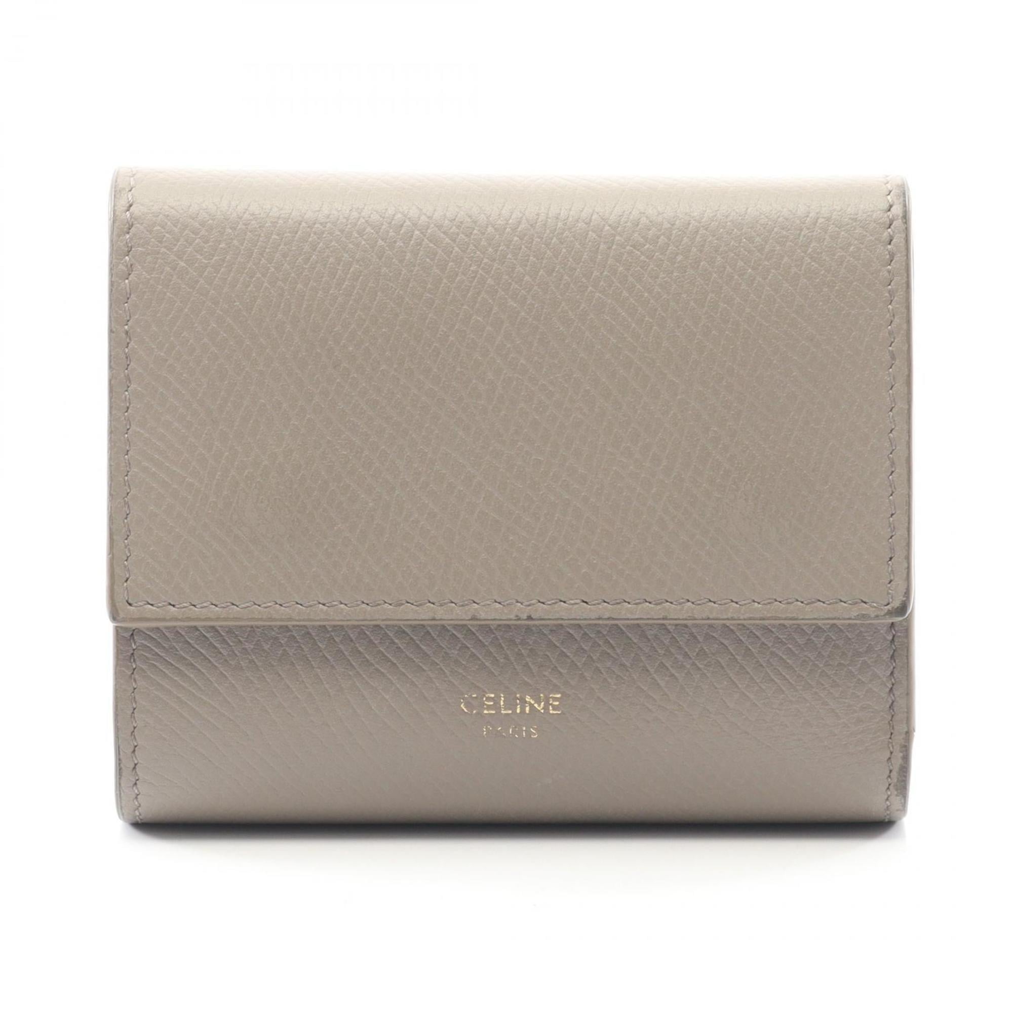 Celine Beige Leather Wallet (Tri-Fold) (Pre-Owned)