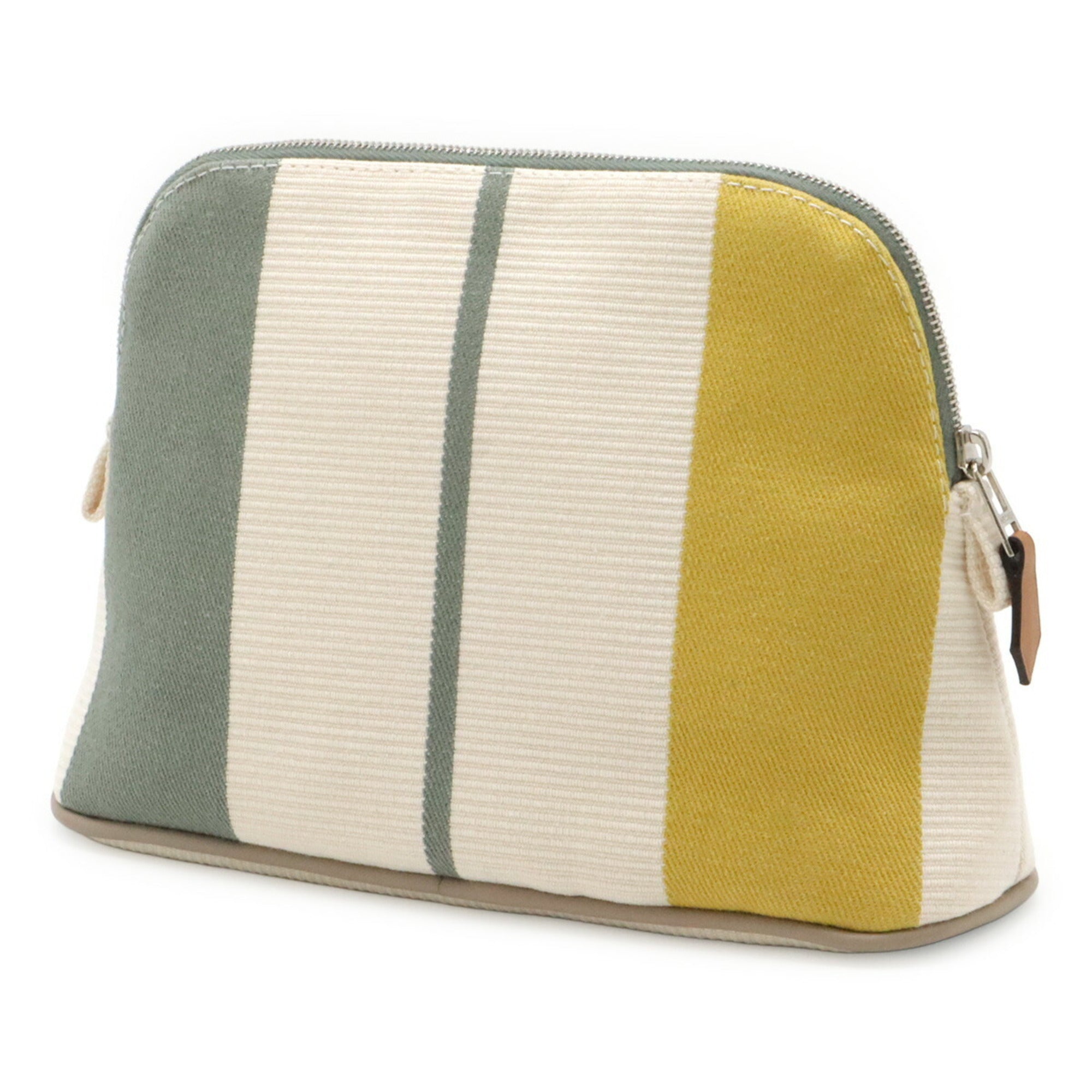 Hermes Green Canvas Leather Pouch (Pre-Owned)