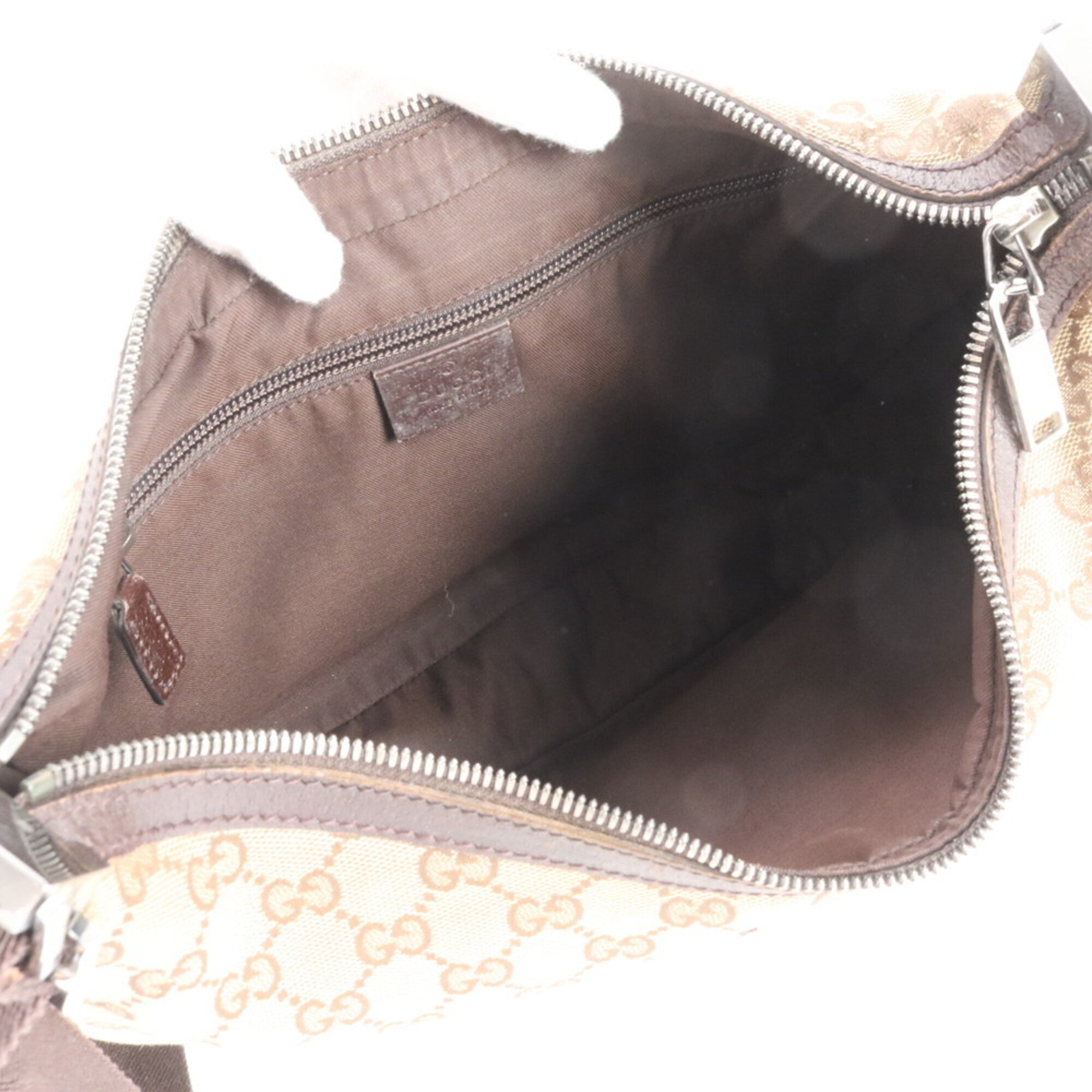Gucci Beige Brown Canvas Leather Handbag Shoulder Bag Tote Bag (Pre-Owned)
