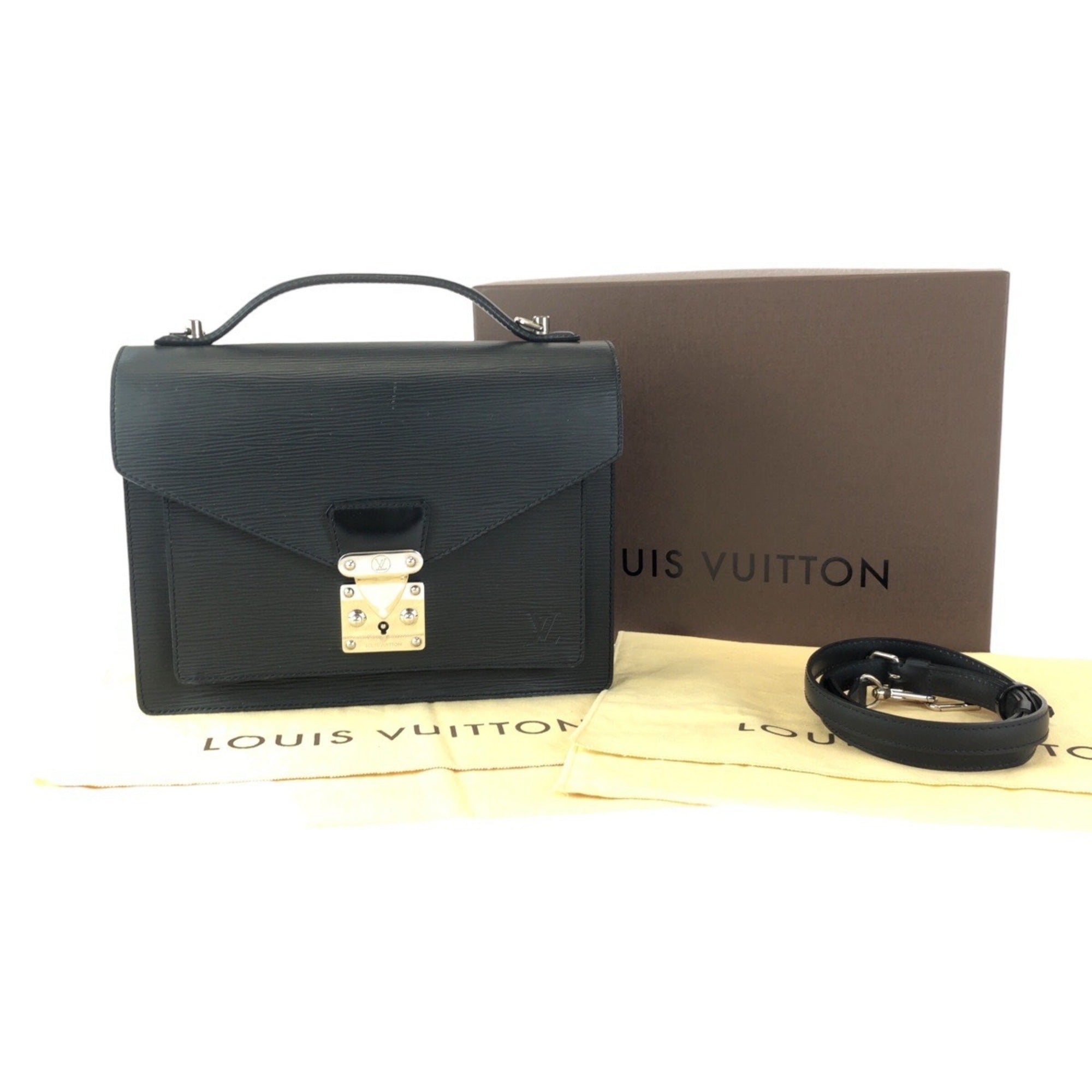 Louis Vuitton Black Leather Shoulder Bag (Pre-Owned)