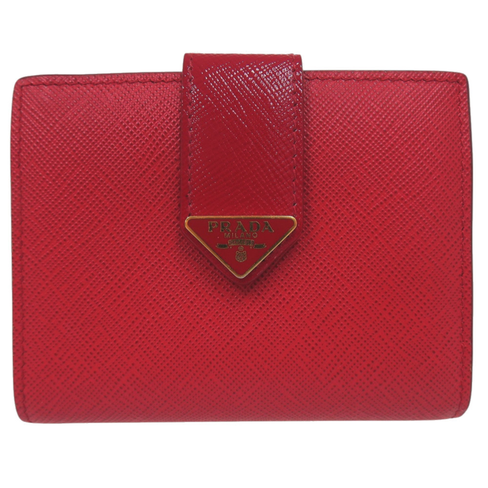Prada Fuoco Red Color Leather Wallet (Bi-Fold) (Pre-Owned)